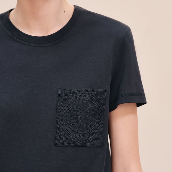 Bleu Noir Embroidered Pocket Dress
