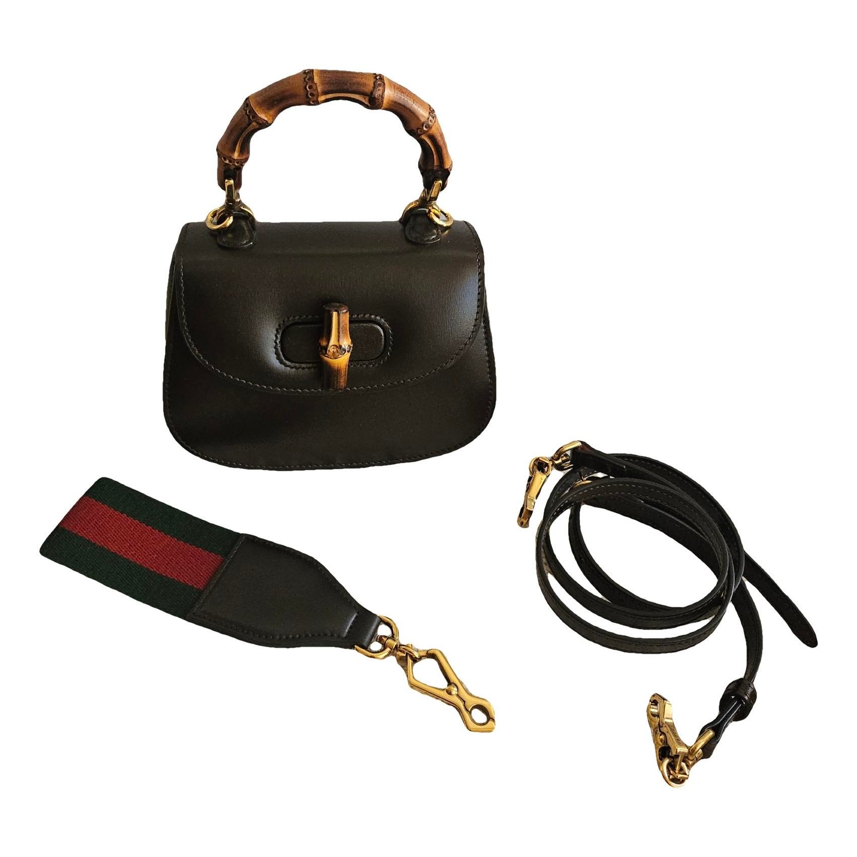 Convertible Bamboo Top Handle leather handbag