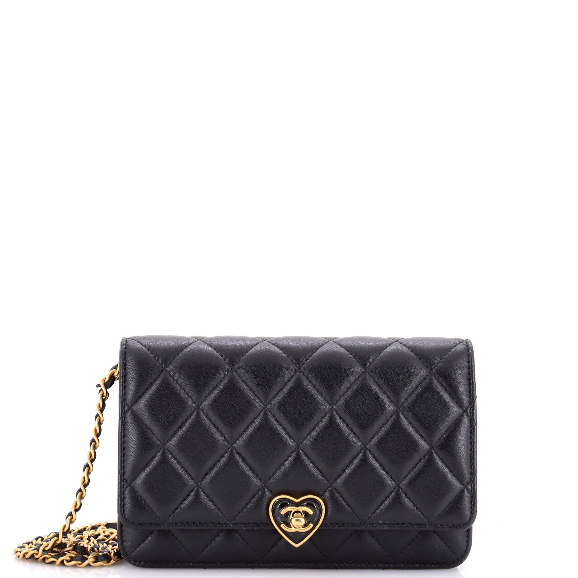 Coco Love CC Heart Wallet on Chain Quilted Lambskin