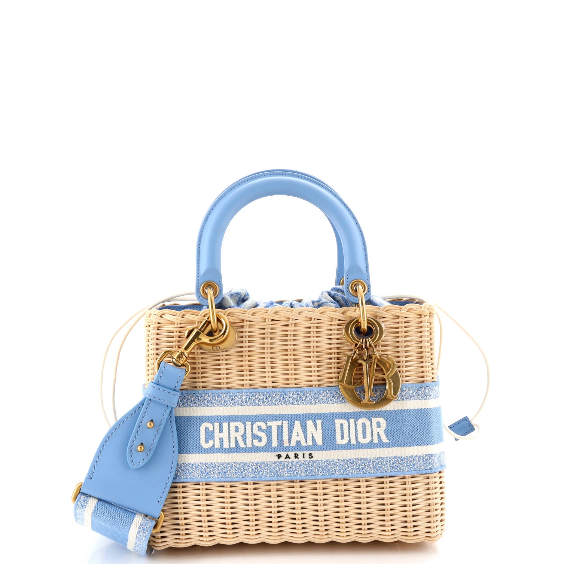 Dior Lady Dior Bag Wicker and Oblique Canvas Medium