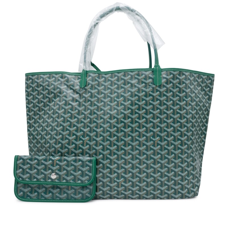 Green Goyardine Canvas and Chevroches Calfskin Saint Louis GM Bag