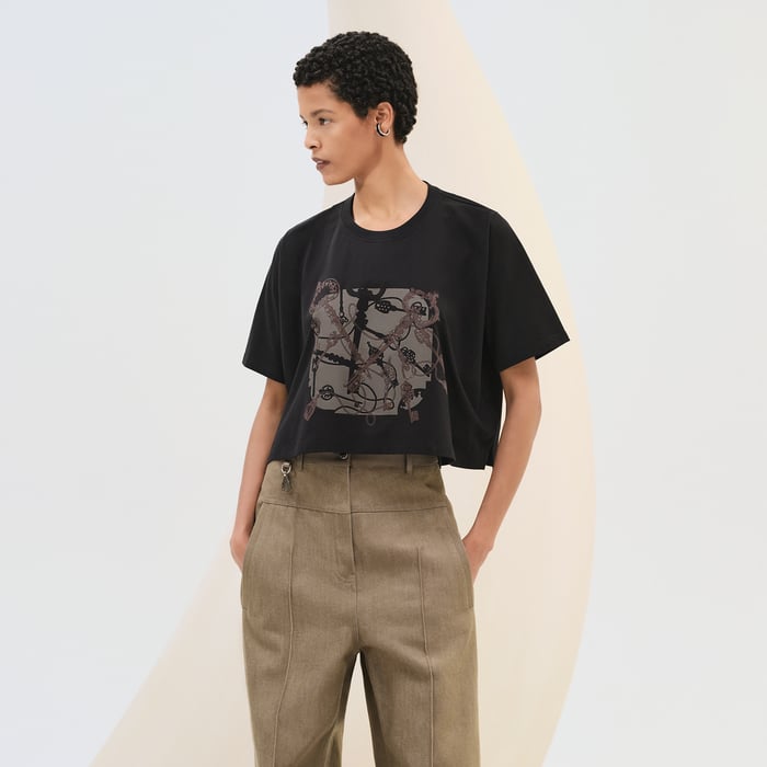 T-shirt cropped imprimé « Les Clefs »