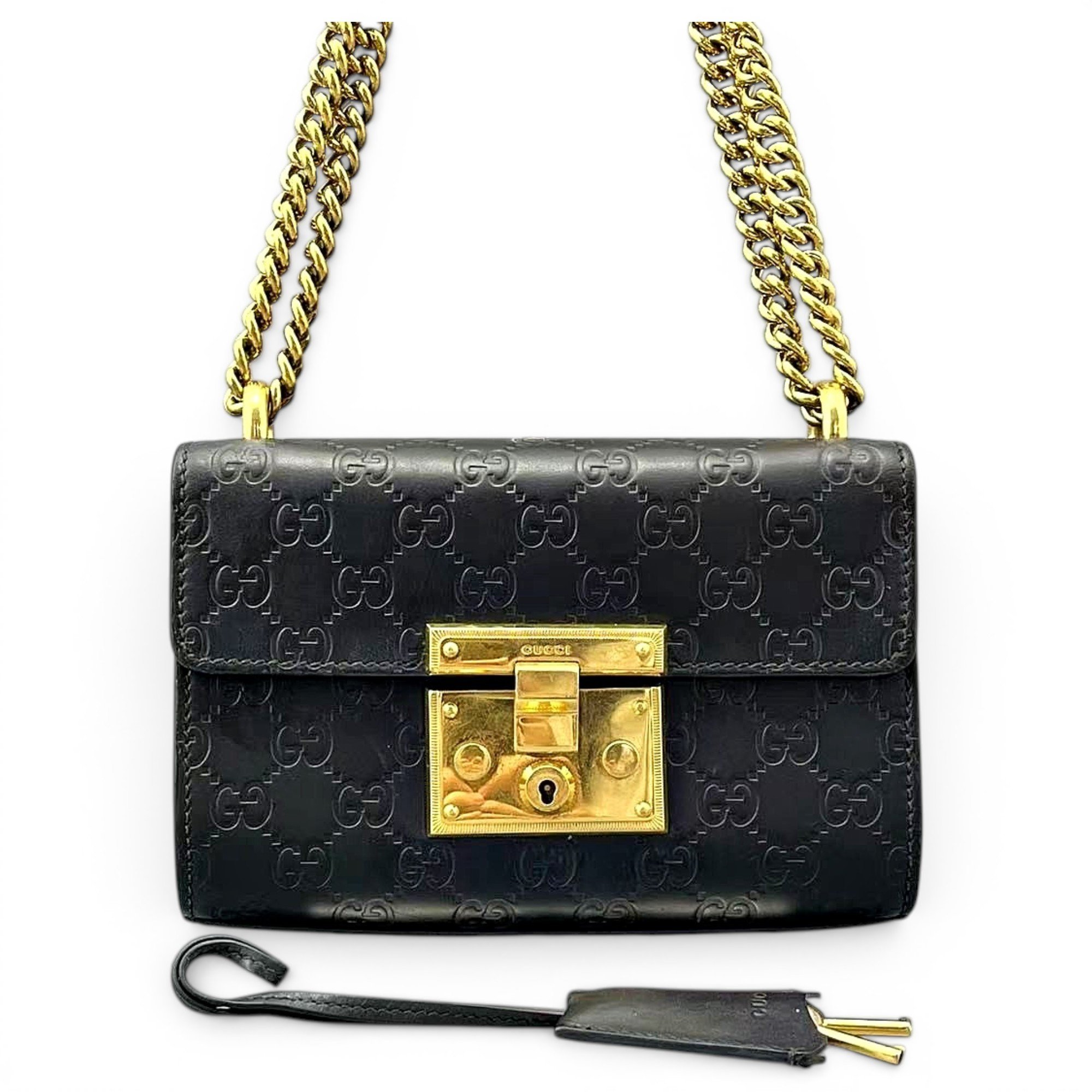 Padlock leather handbag