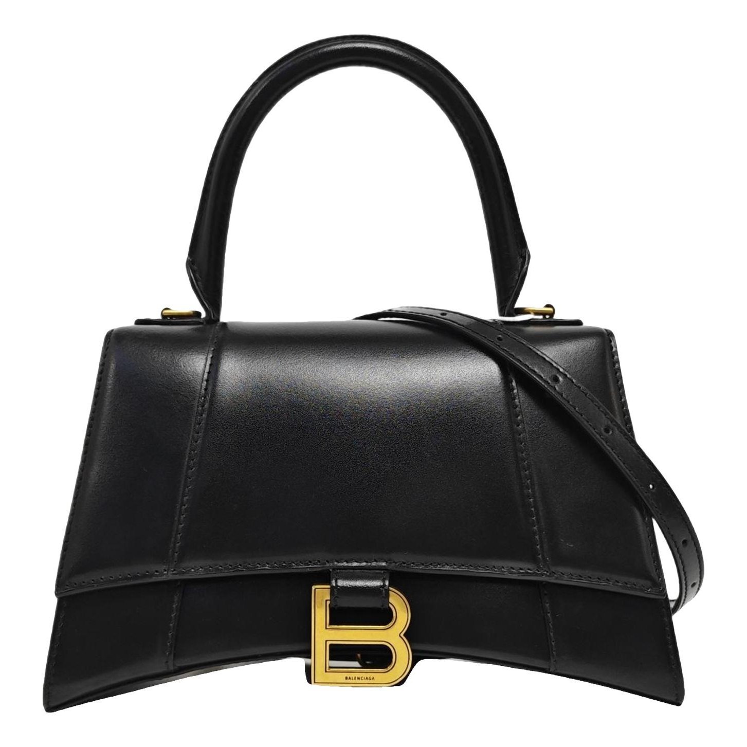 Hourglass leather handbag