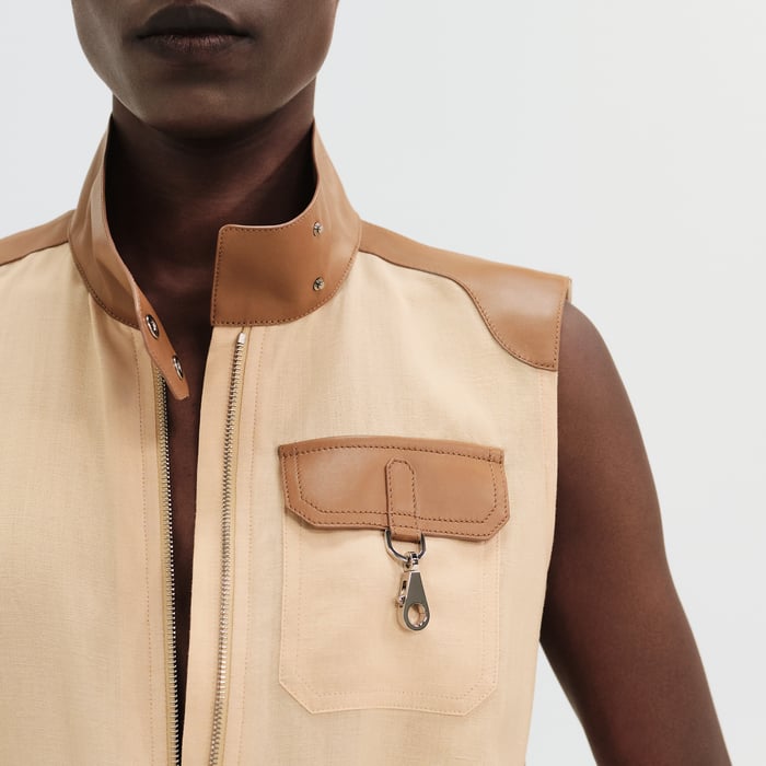 Beige Pyrite Jumpsuit With Workwear Detail