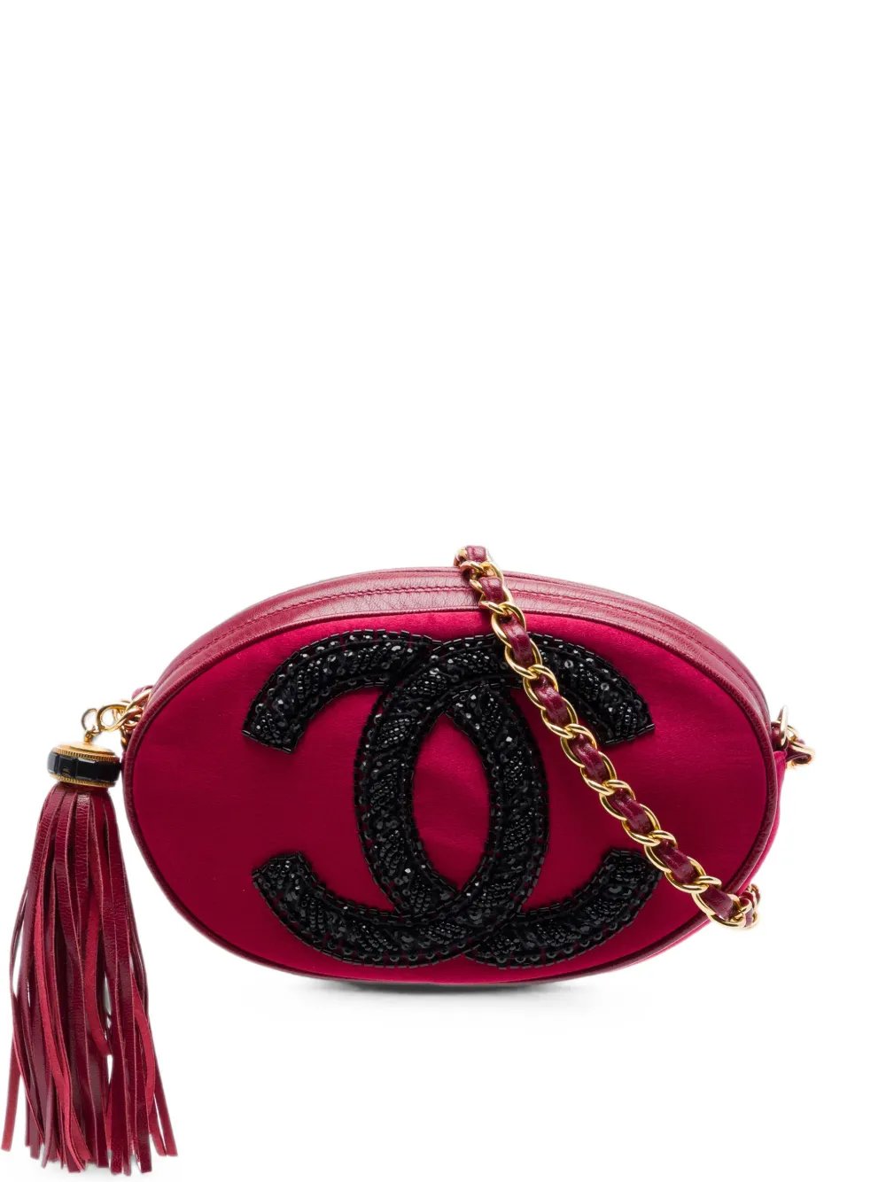 1989-1991 CC Embellished Suede Tassel Oval crossbody bag