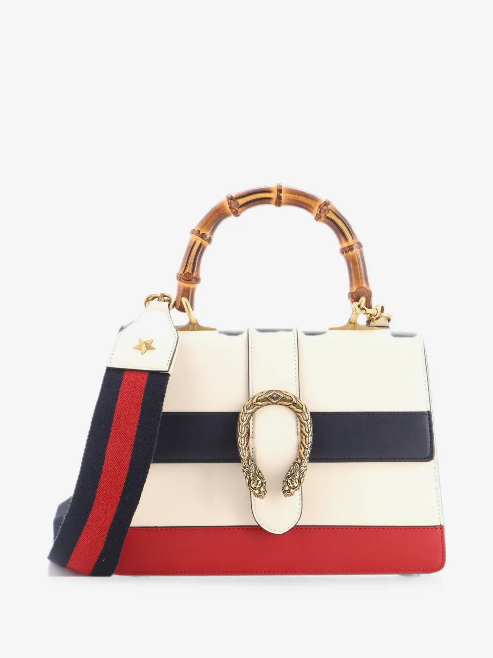 Dionysus Bamboo Top Handle Bag Colorblock Leather Medium satchel