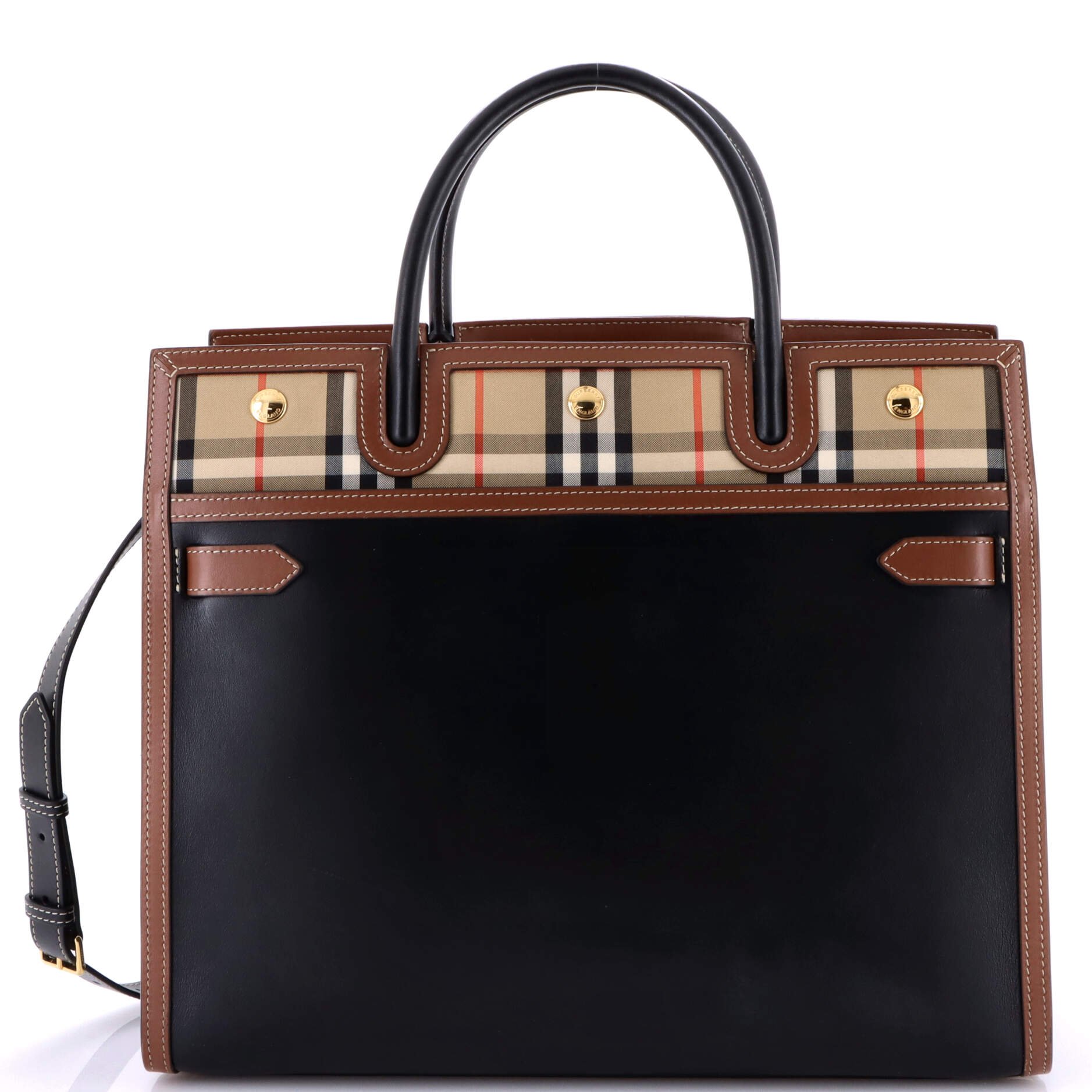Burberry Title Two Handle Tote Leather Medium