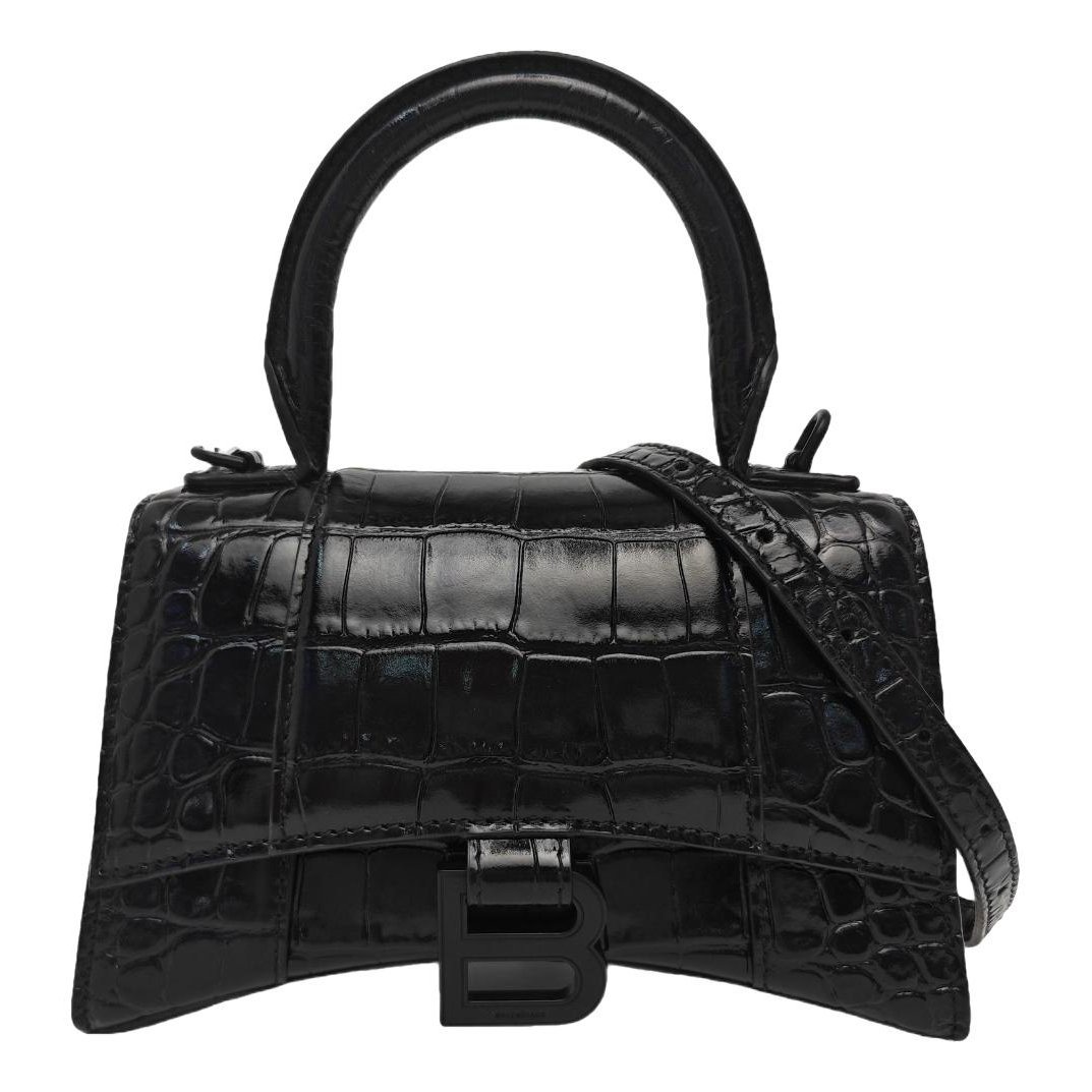 Hourglass leather handbag