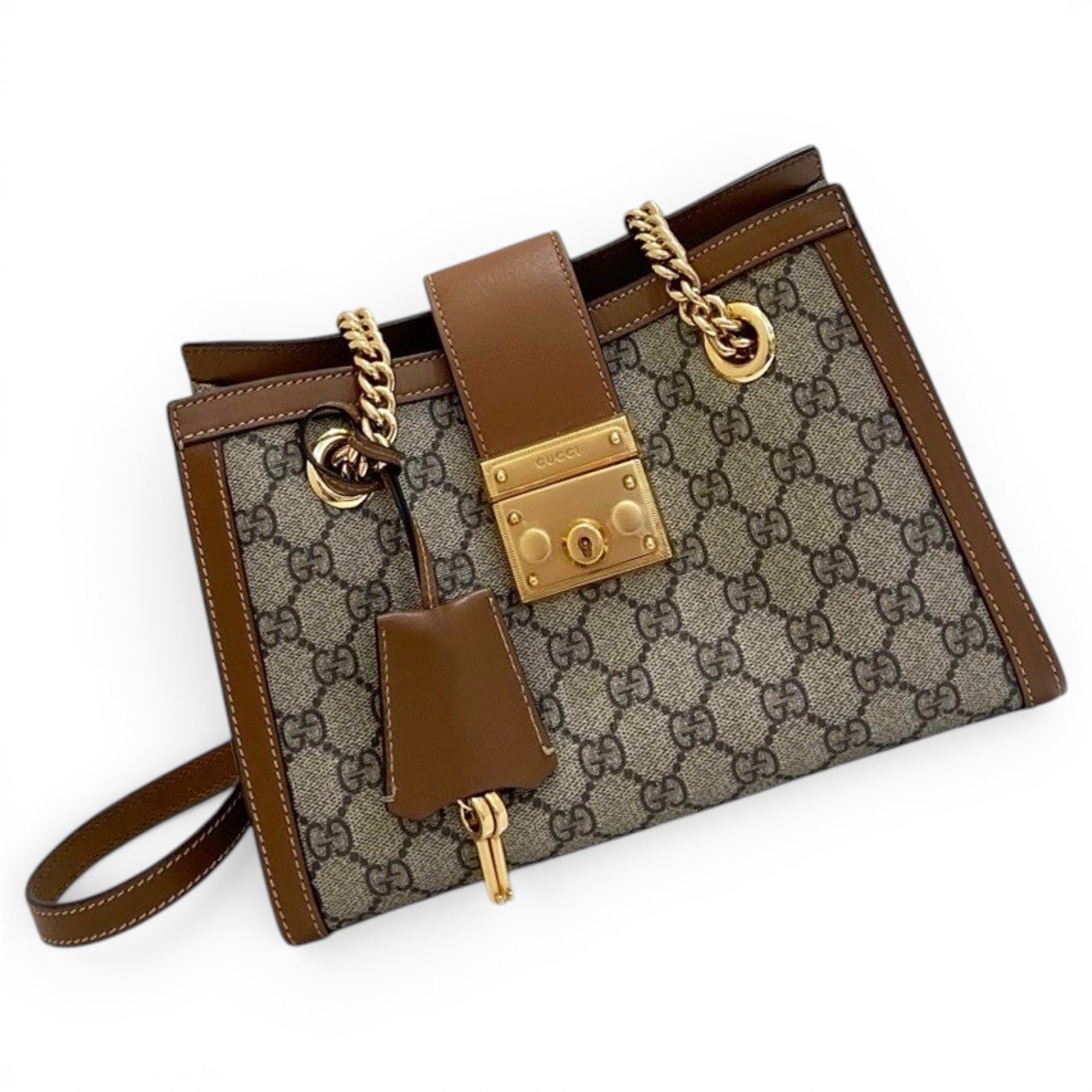 Padlock leather handbag