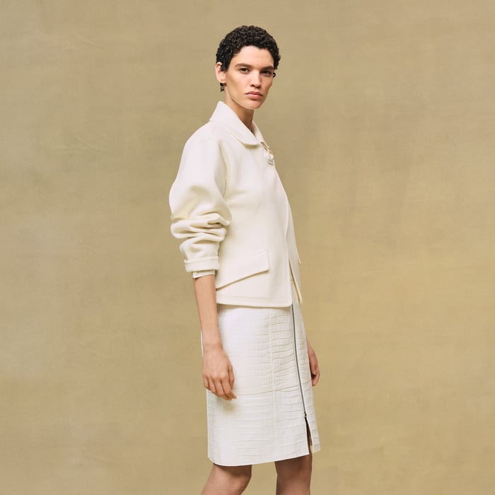 Blanc Naturel Veste Fermeture Bijoux