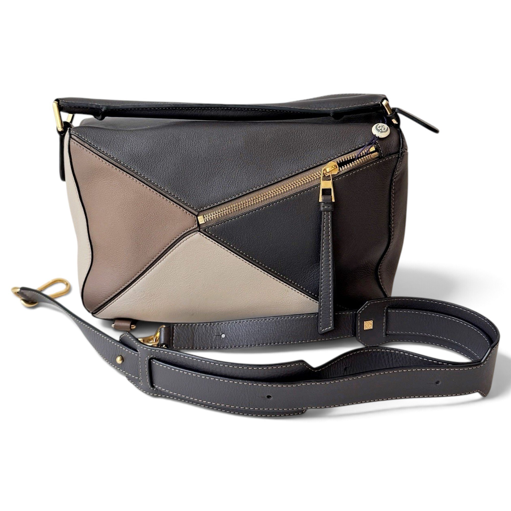 Puzzle leather handbag