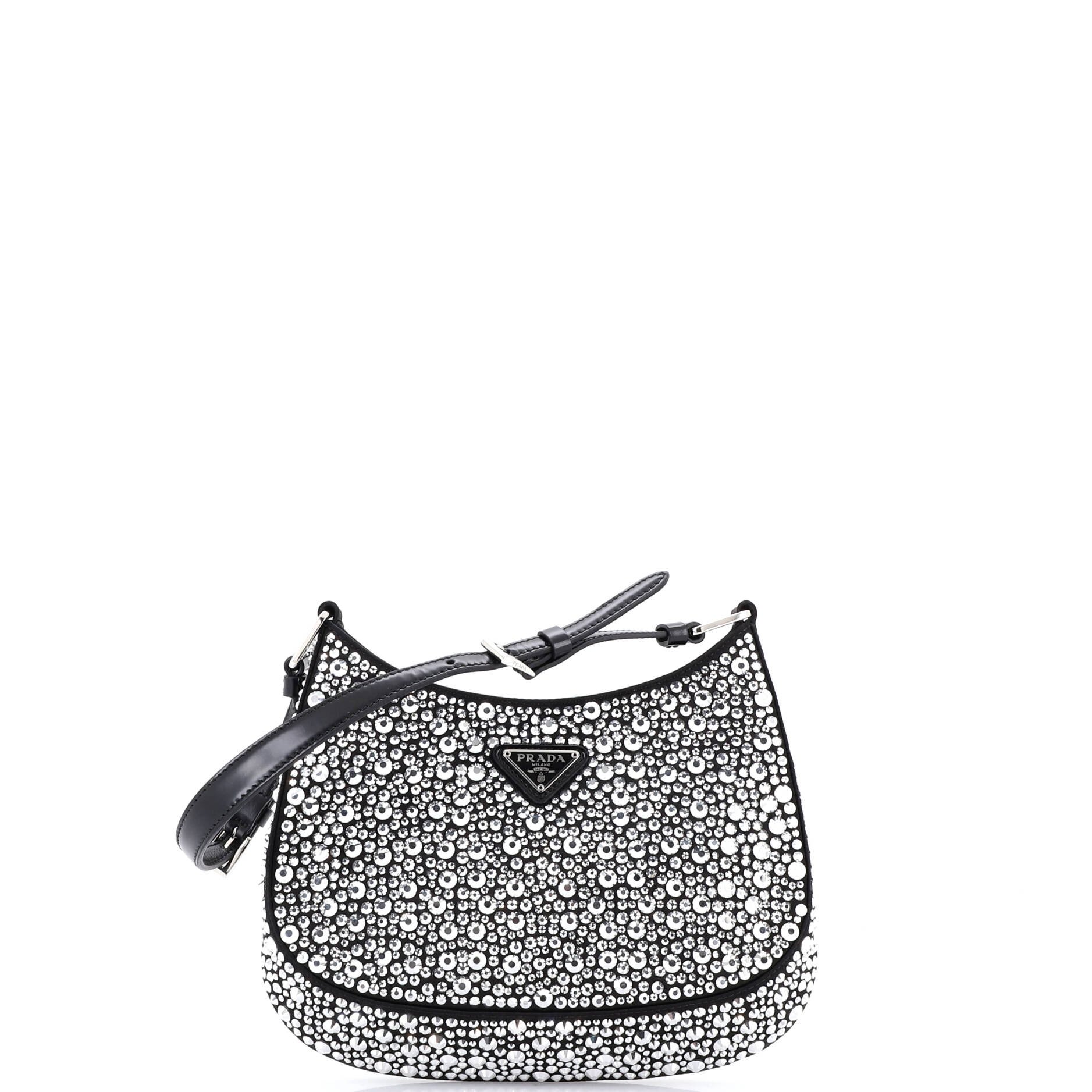 Cleo Shoulder Bag Crystal Embellished Satin Small