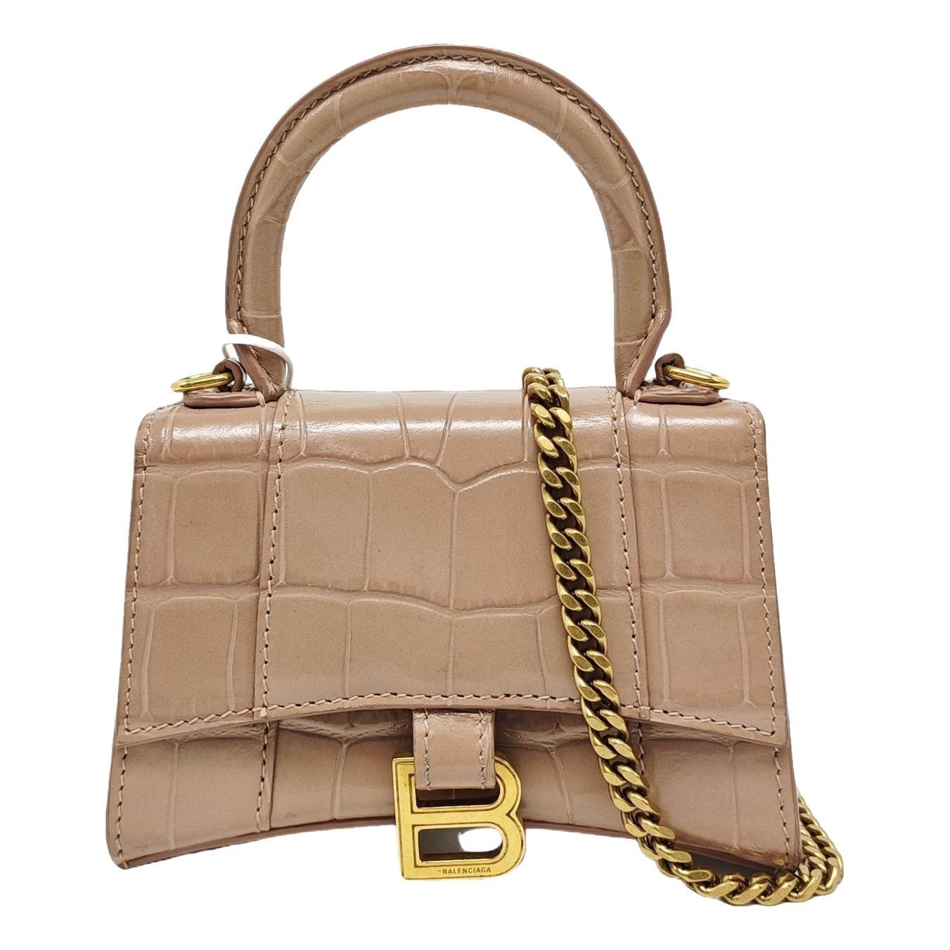 Hourglass leather handbag