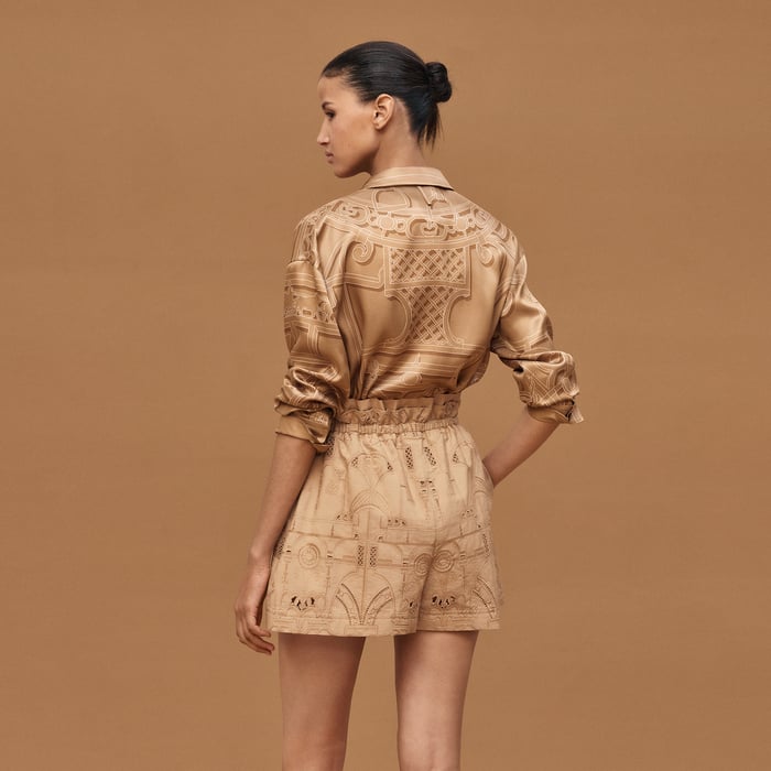 Beige Zénith Shorts With Embroidered Pouch