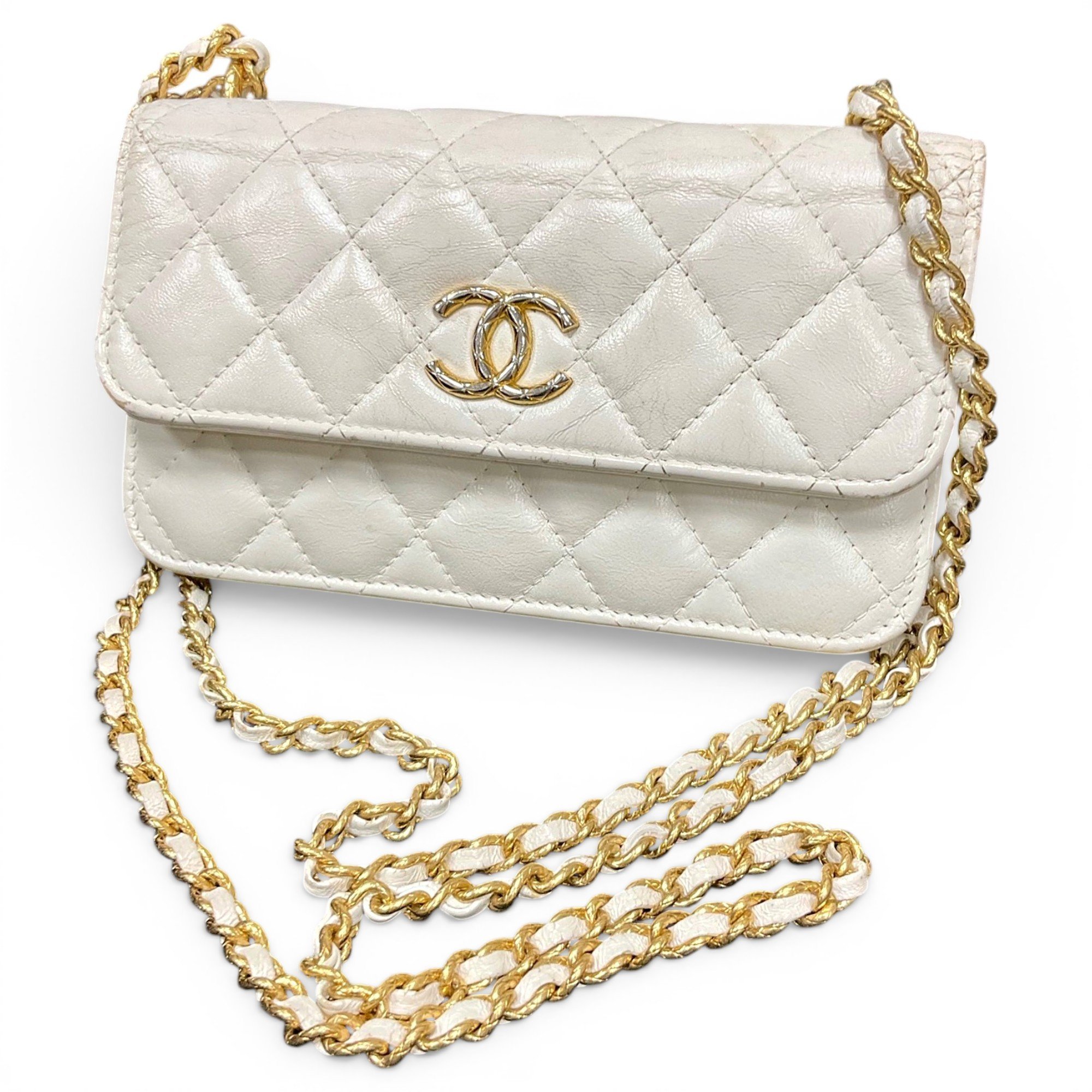 Trendy CC Wallet on Chain leather handbag
