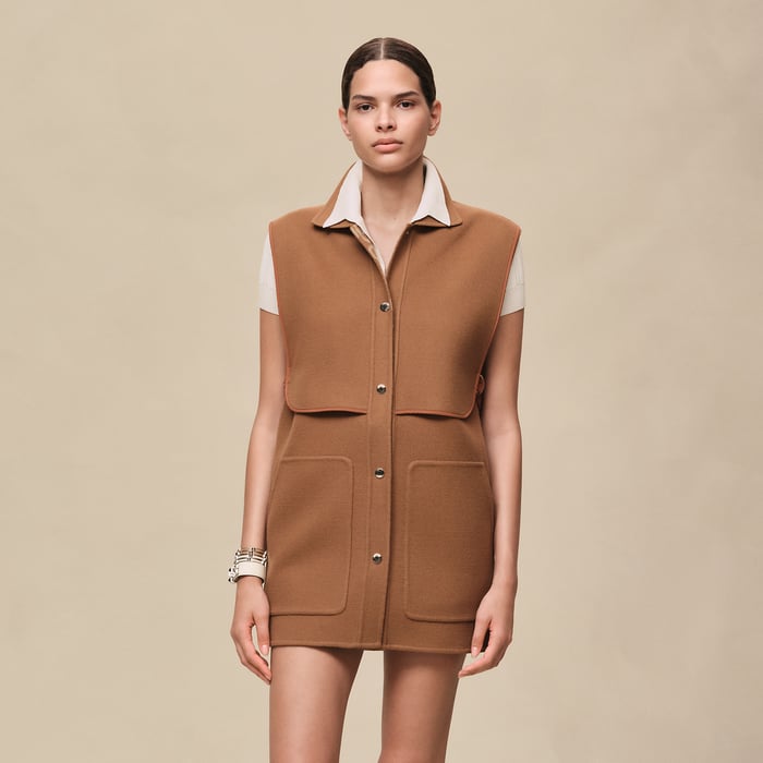 Brun Mahogany "Chaine d'Ancre" Short Vest