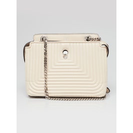 Fendi Fendi White Quilted Lambskin Leather Dotcom Click Small Shoulder Bag - 8BN299