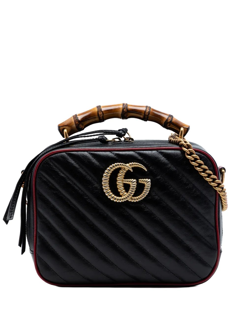 2016-2026 Small GG Marmont Matelasse Diagonal Leather Torchon Bamboo satchel