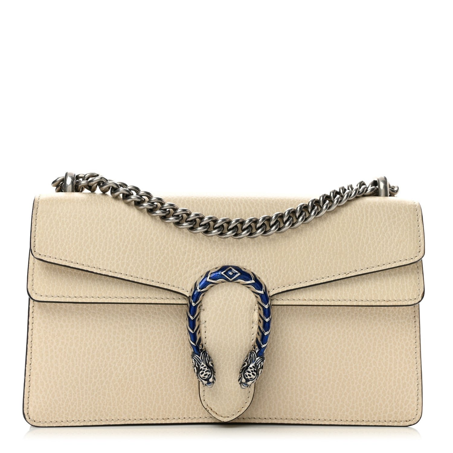 Gucci Dollar Calfskin Enamel Small Dionysus Shoulder Bag Mystic White Electric Blue