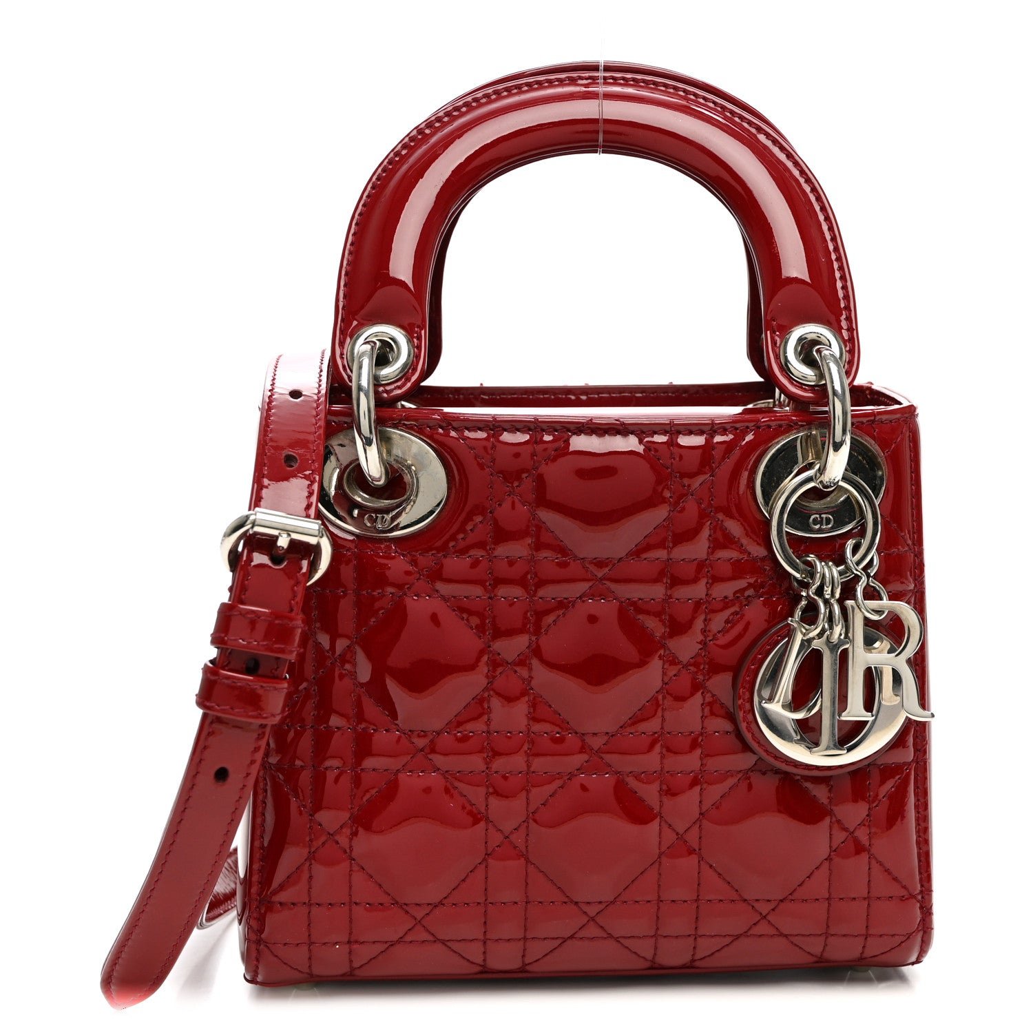 Christian Dior Patent Cannage Mini Lady Dior Red