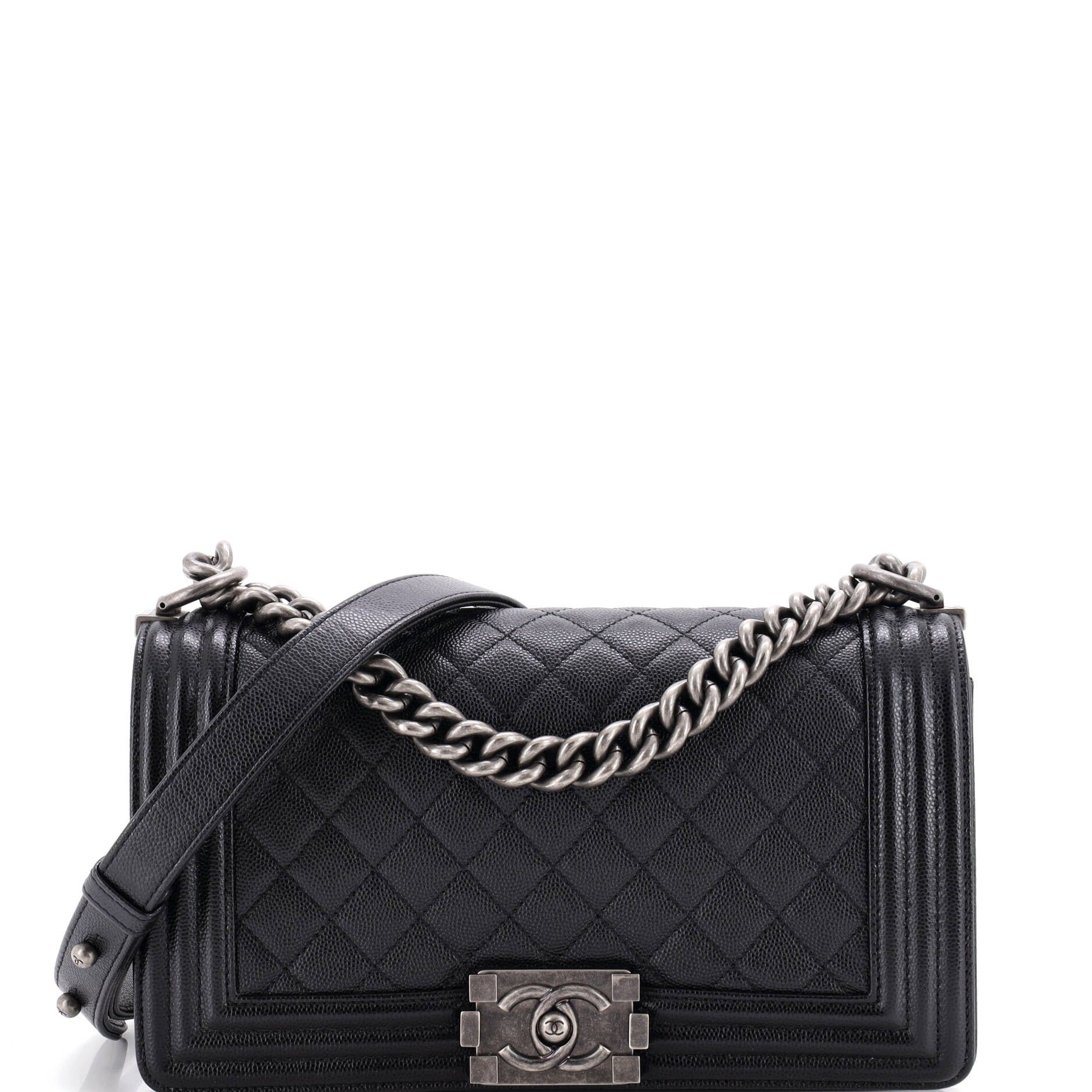 Boy Flap Bag Quilted Caviar Old Medium