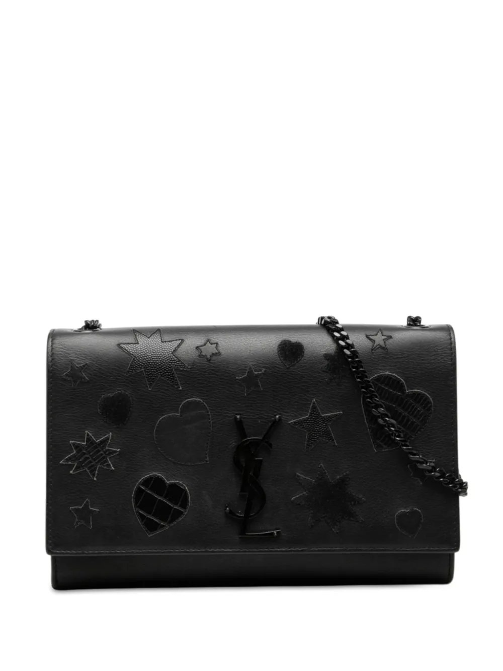 2016 Medium Calfskin Star and Heart Patchwork Monogram Monochrome Kate crossbody bag