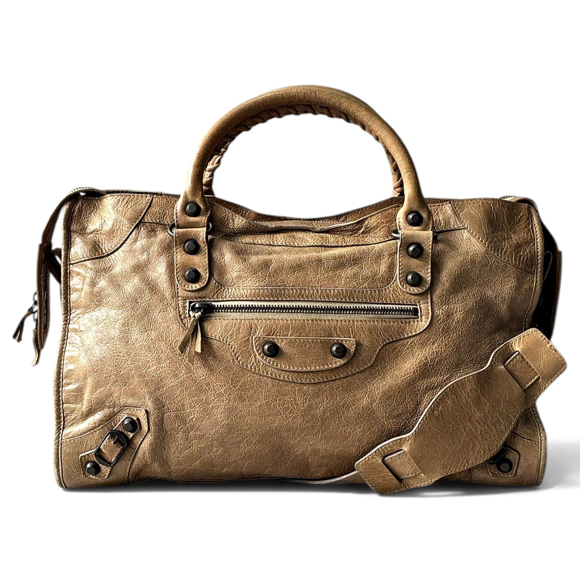 City leather handbag