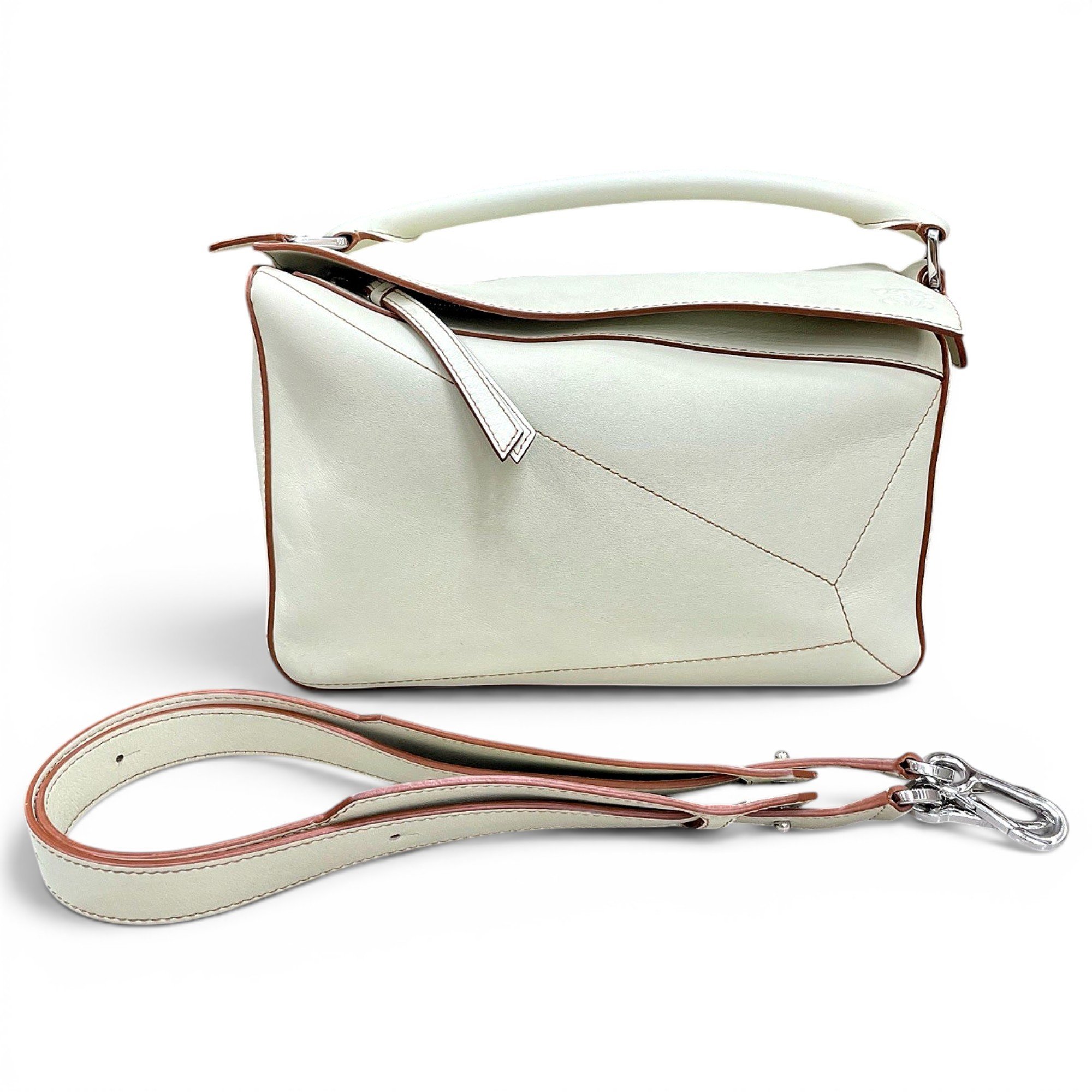 Puzzle leather handbag