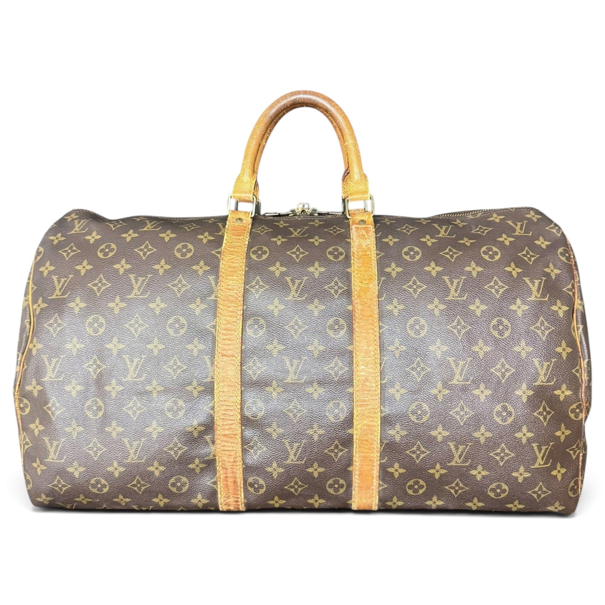 Louis Vuitton Keepall leather travel bag