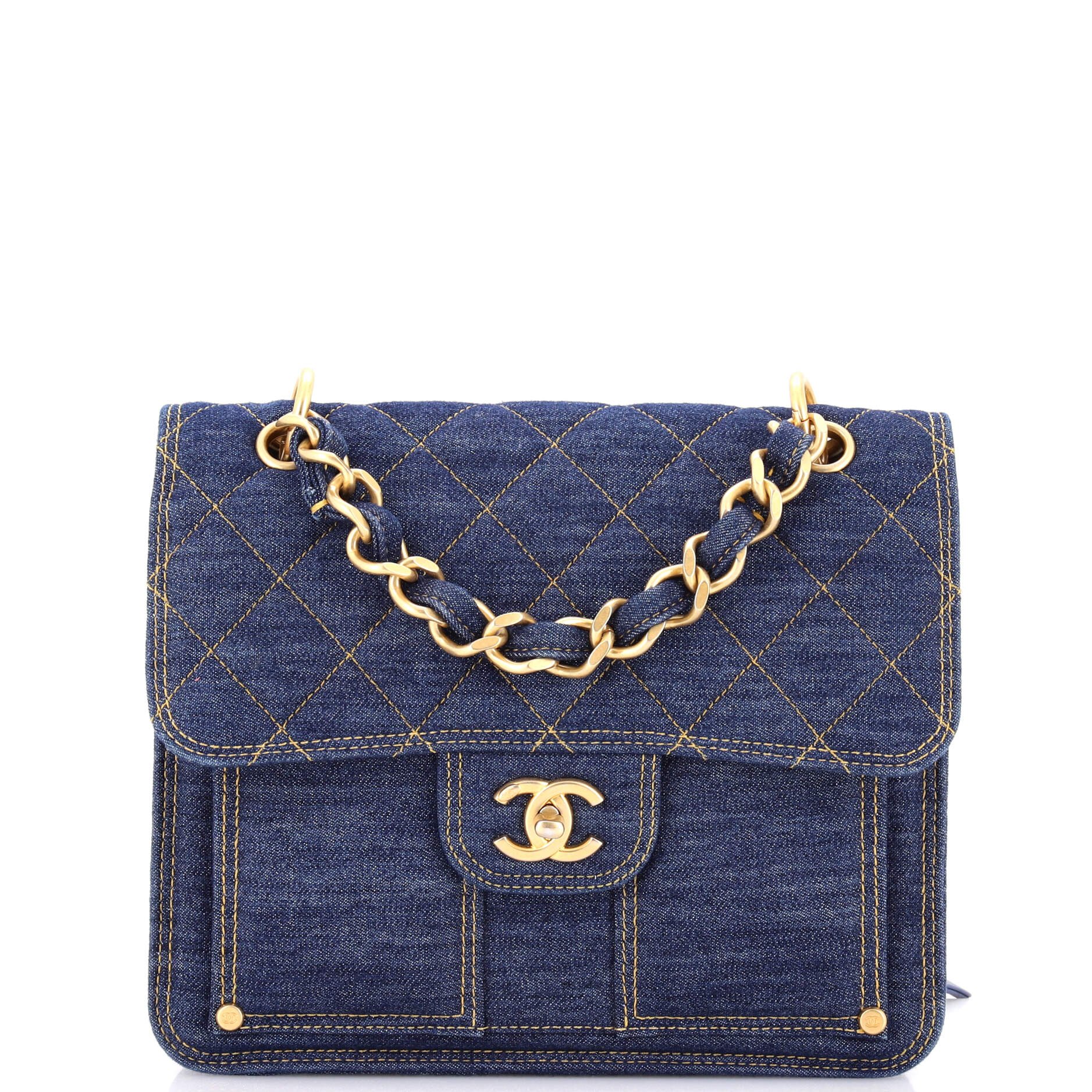 Double You CC Flap Backpack Quilted Denim