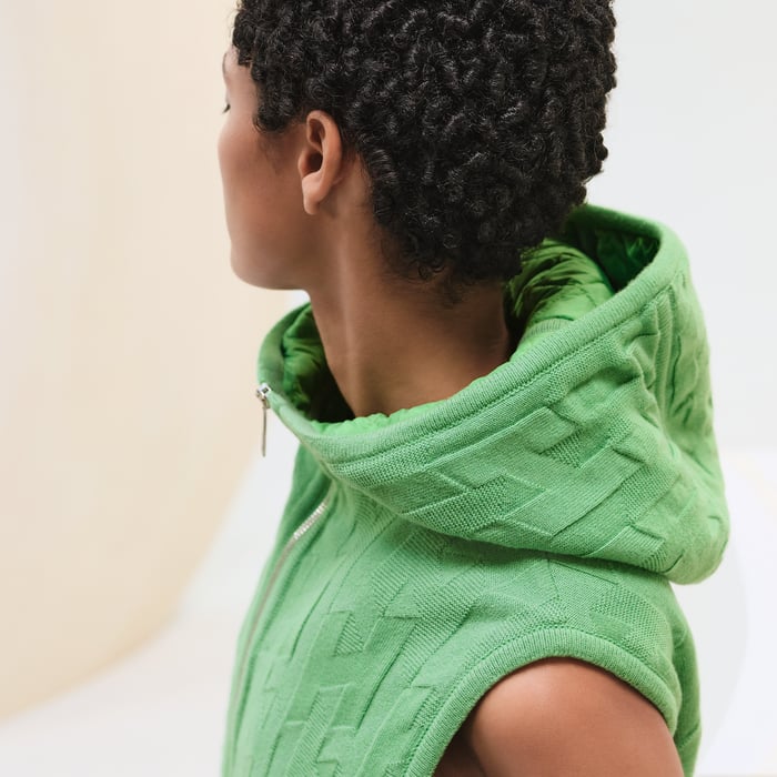 Vert Opaline "H" Quilted Sleeveless Jacket