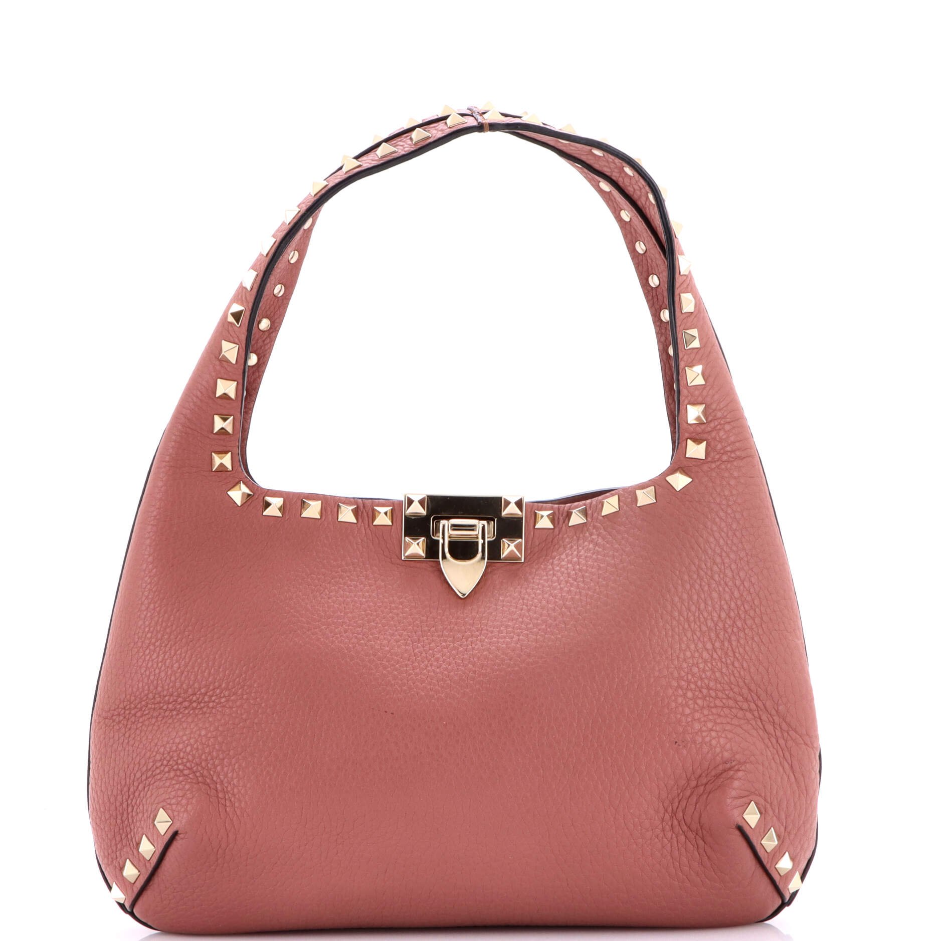 Rockstud Flip Lock Hobo Leather Small