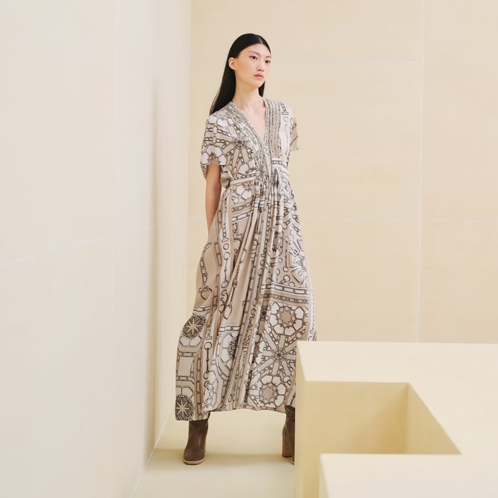 Beige Glaise "Effet Kaleidoscope" Caftan