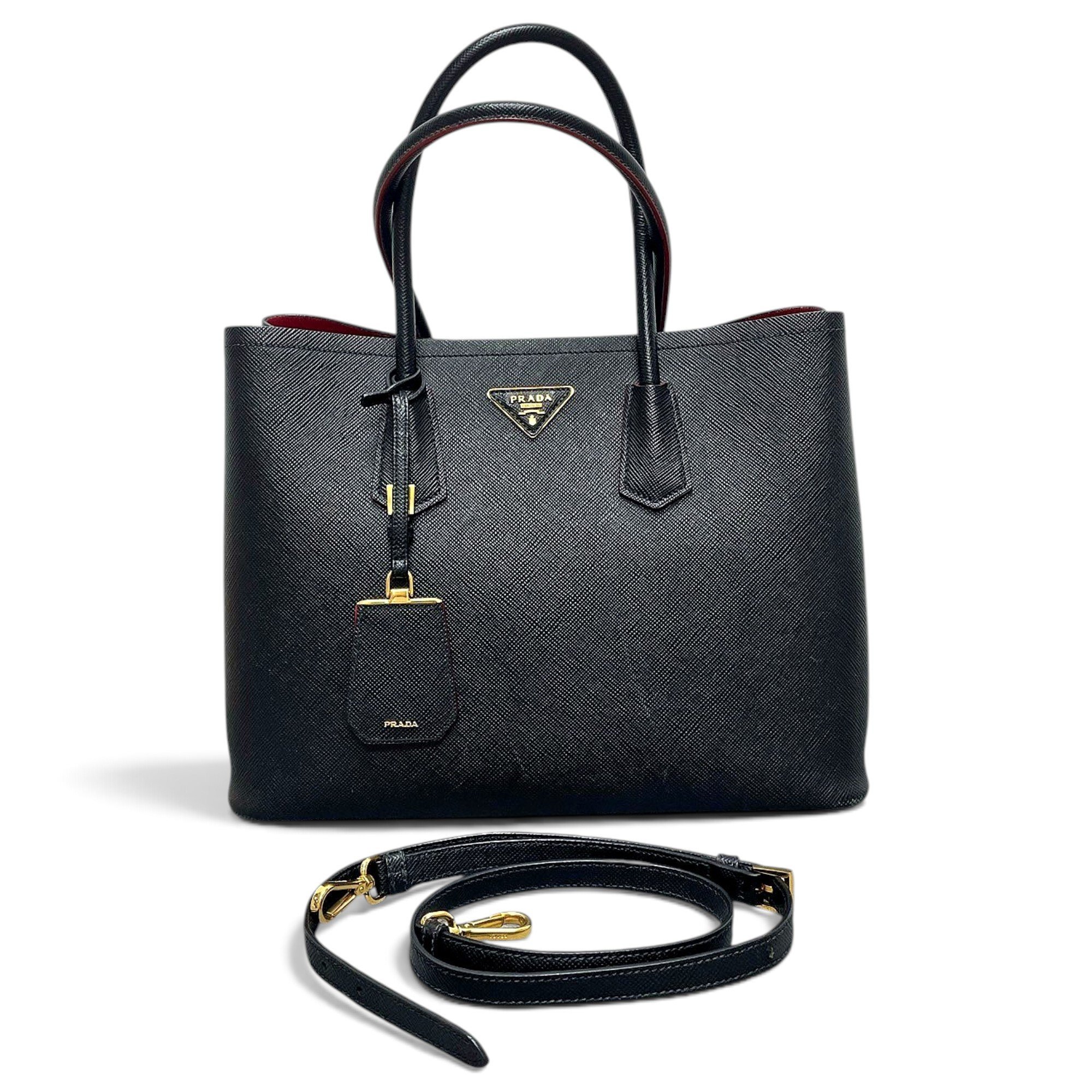 Double leather handbag