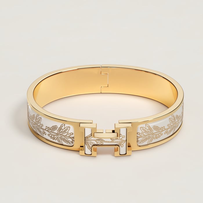 Orfèvre Jaune or Blanc Clic H Poste Et Cavalerie Bracelet