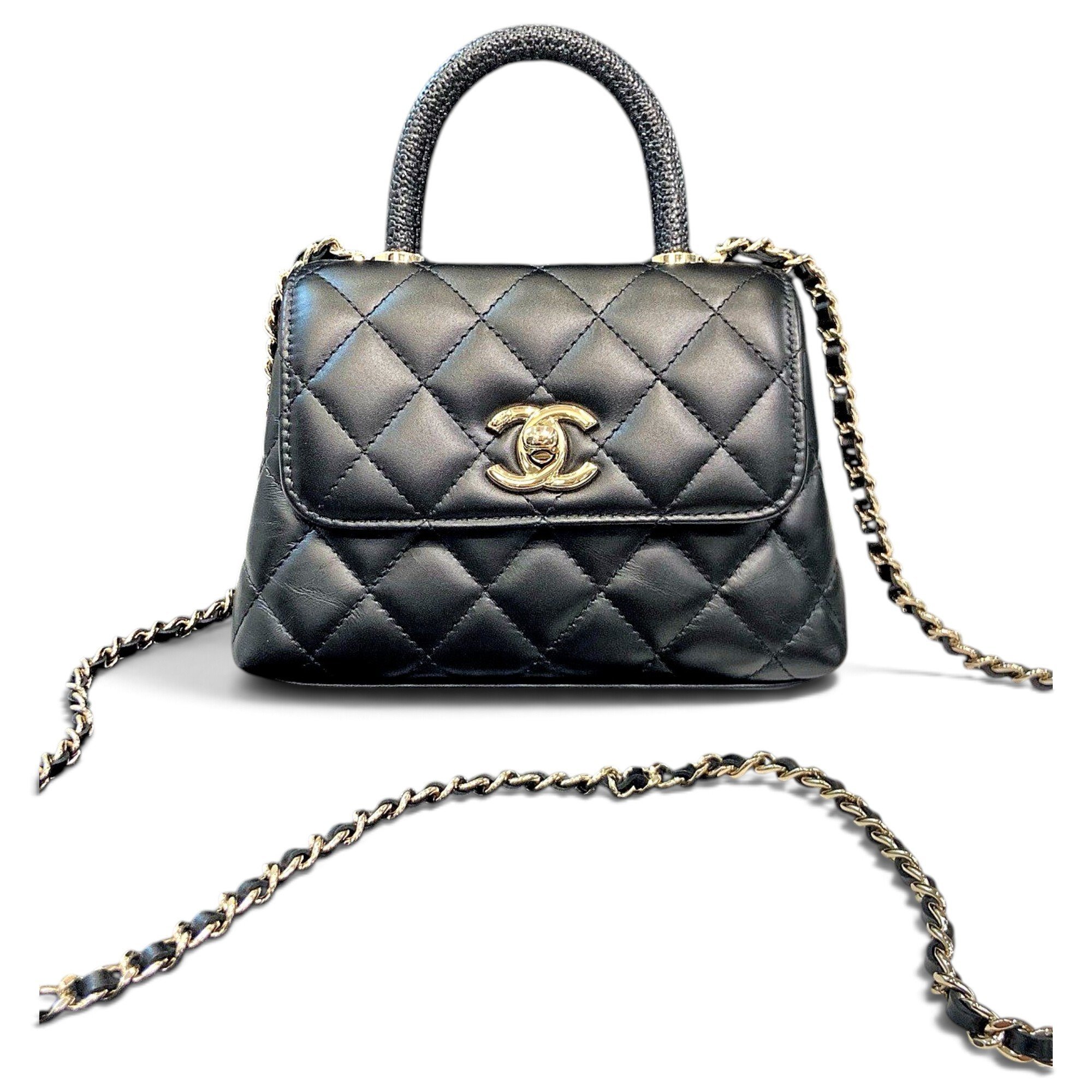 Trendy CC Top Handle leather handbag