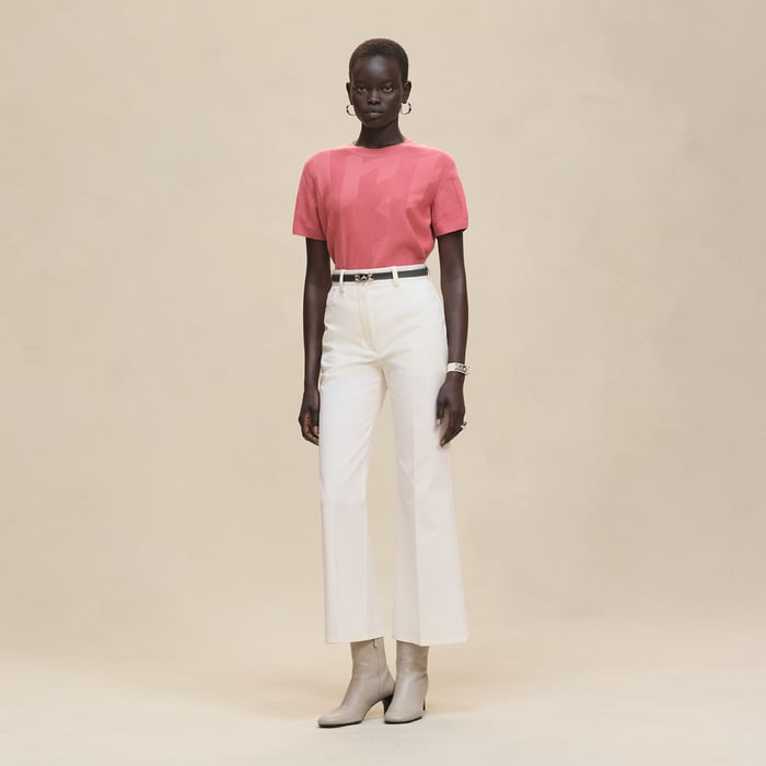 Rose Sorbet "H" Short-sleeve Sweater