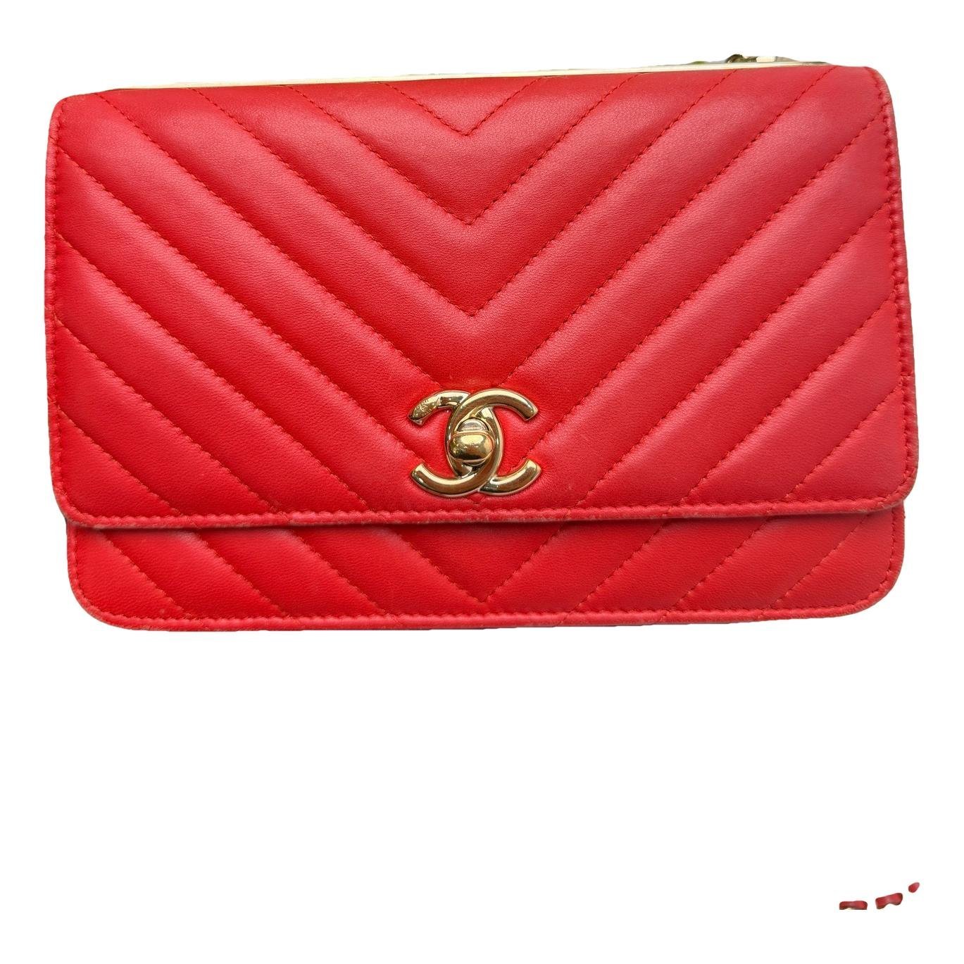 Trendy CC Wallet on Chain leather handbag