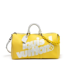 Louis Vuitton Virgil Abloh Yellow Leather Everyday LV Keepall Bandoulière 50 Silver Hardware, 2021