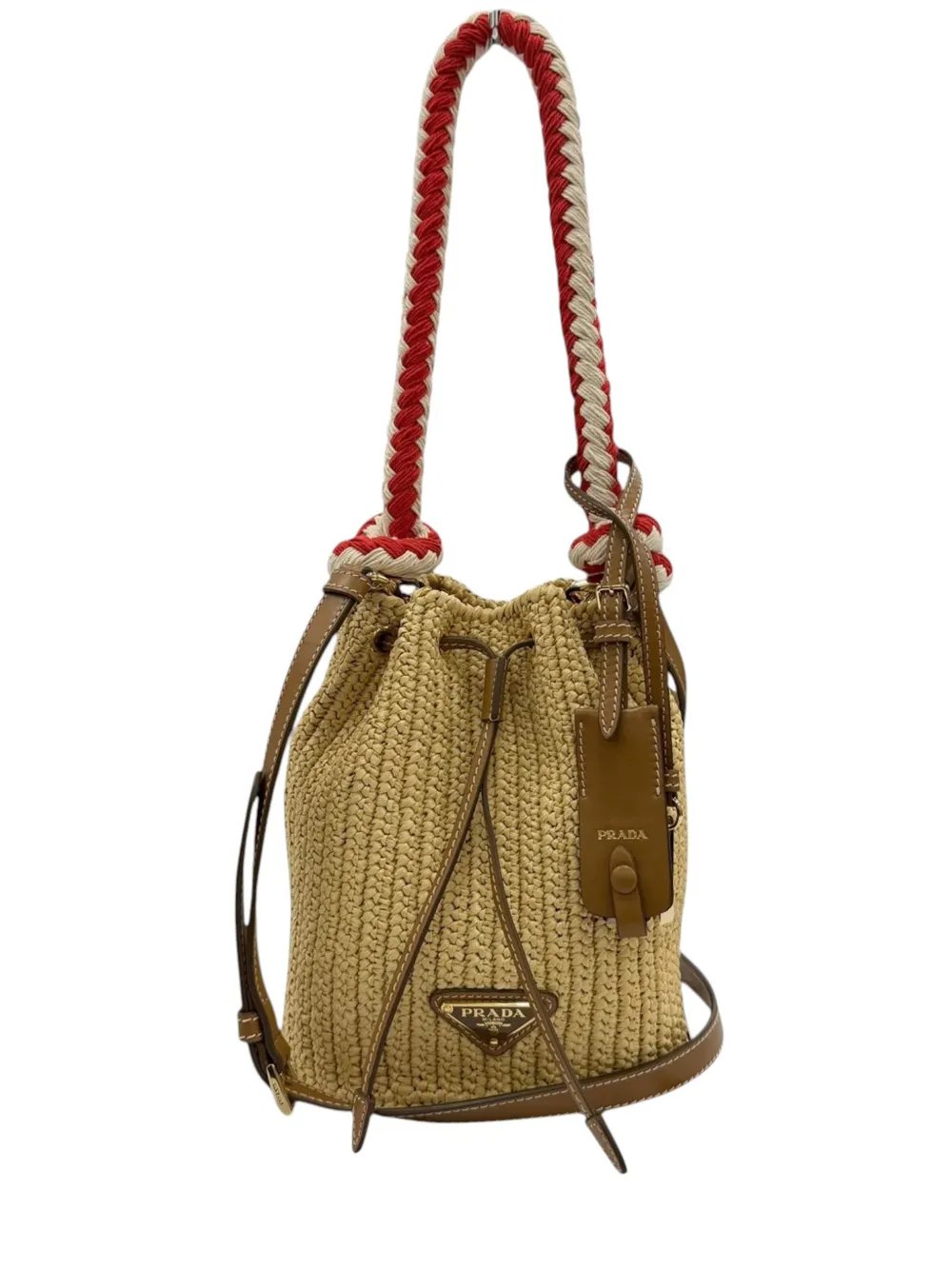 Prada 2013-2026 Mini Raffia Effect Crochet Bucket Bag satchel