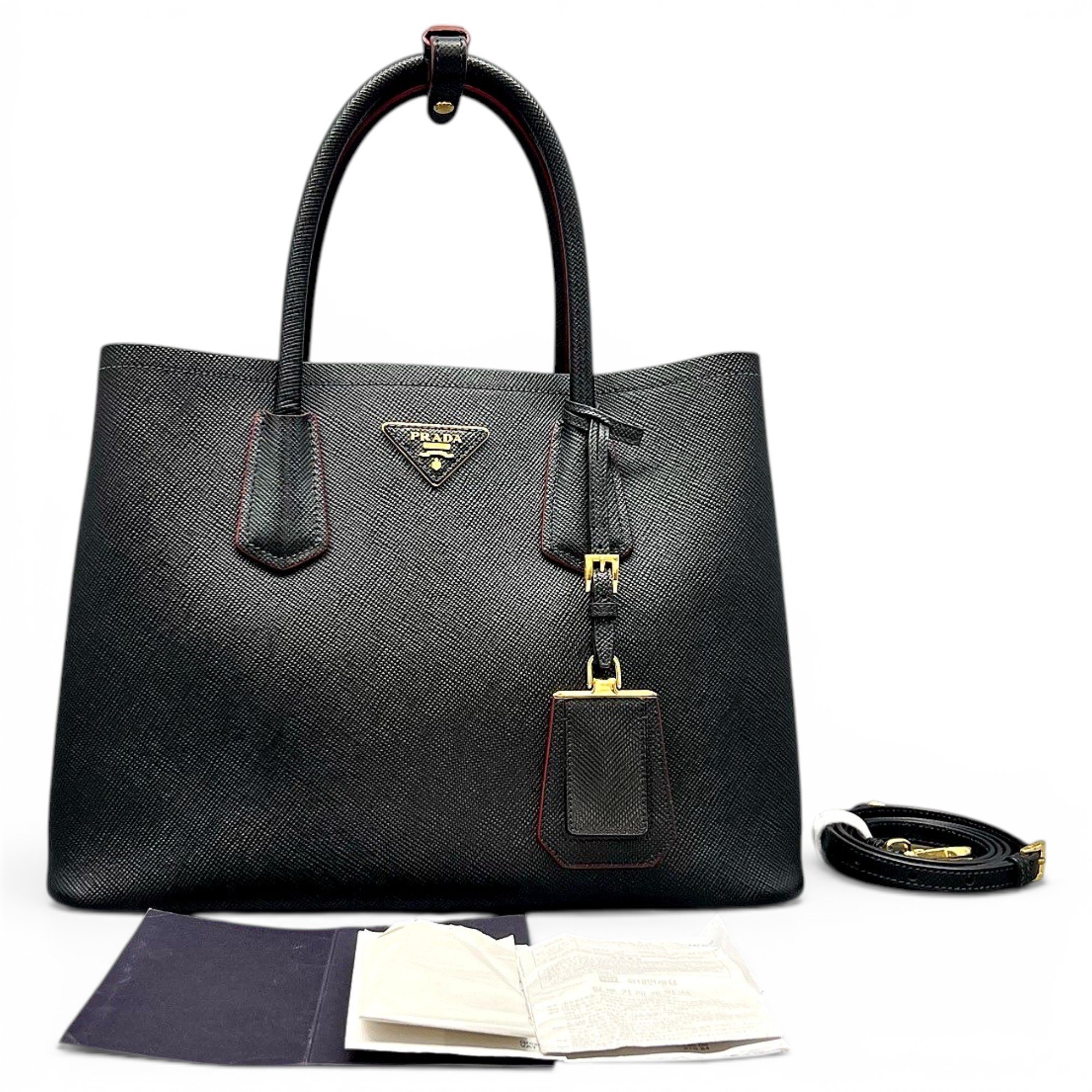 Double leather handbag