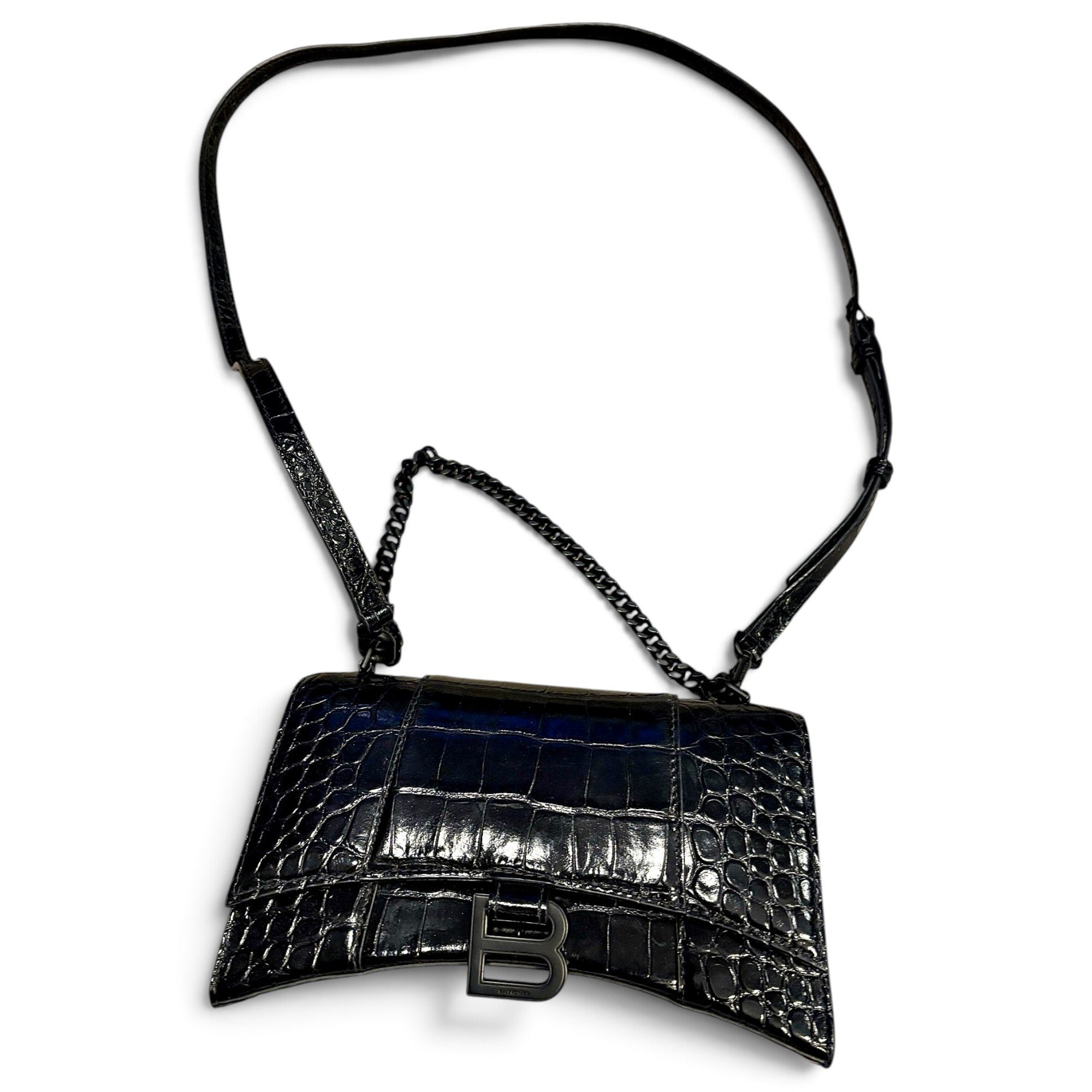 Hourglass leather crossbody bag