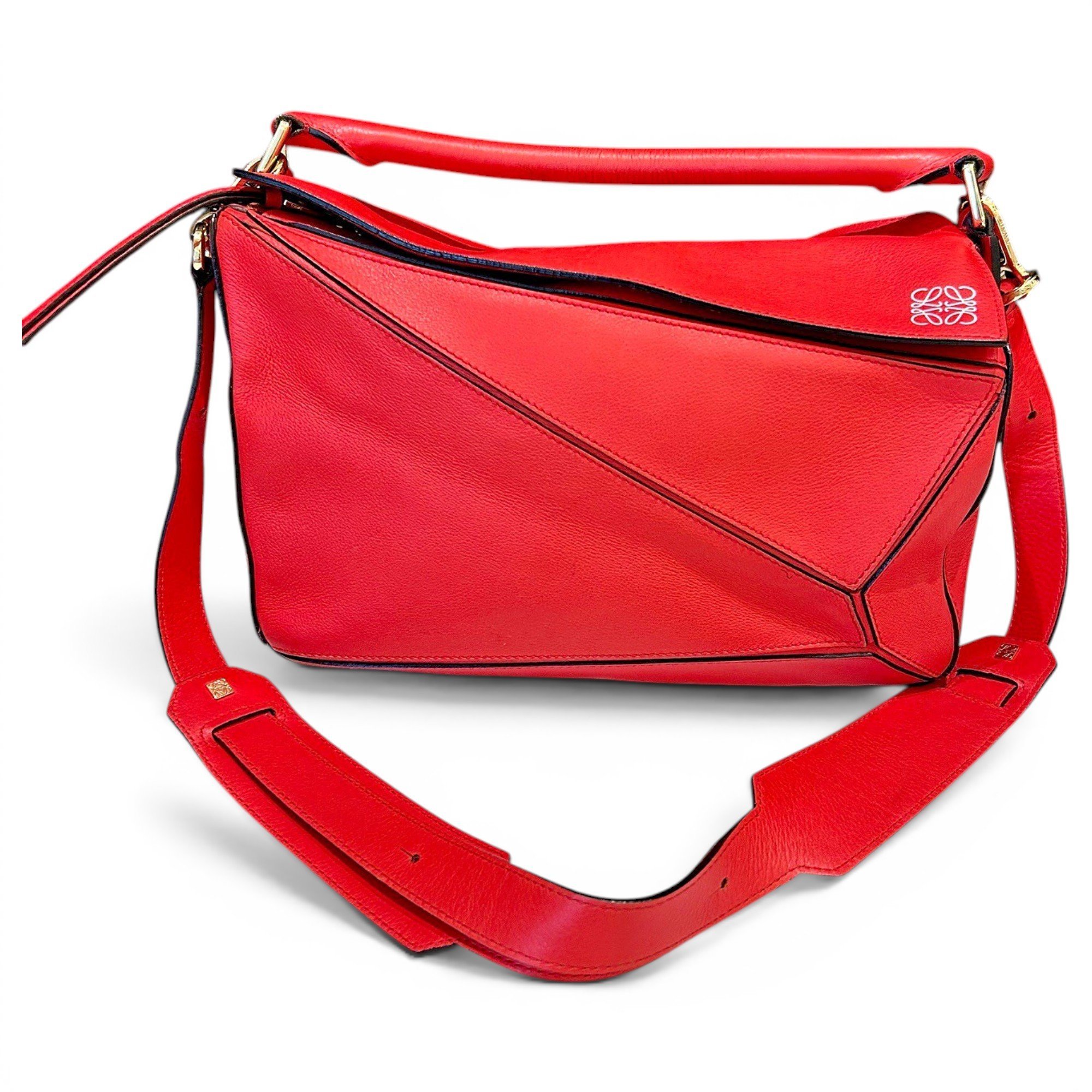 Puzzle leather handbag