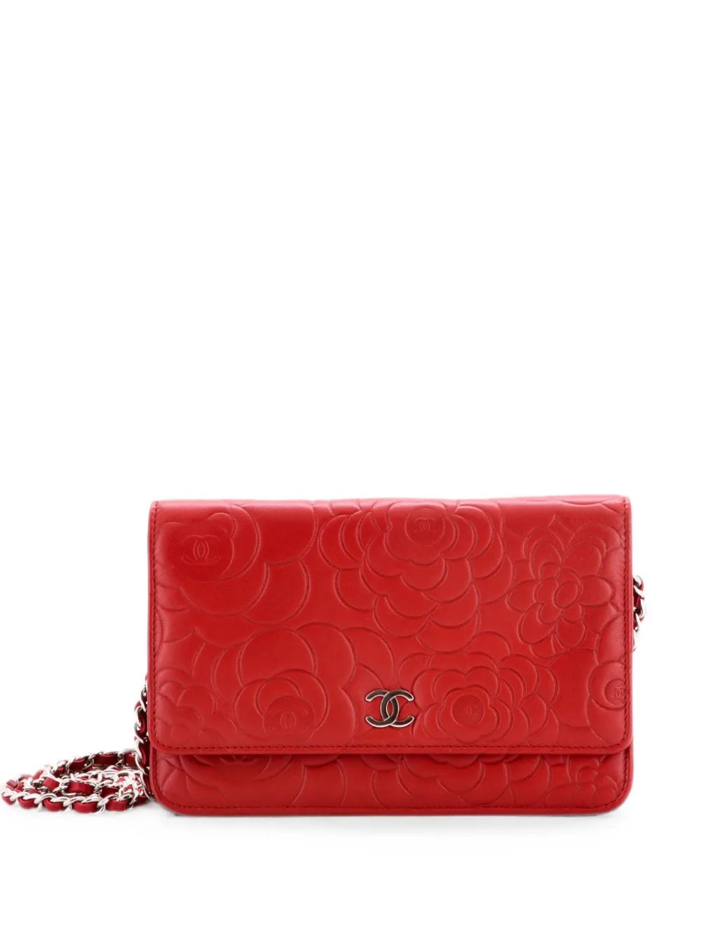 Wallet on Chain Camellia Lambskin crossbody bag