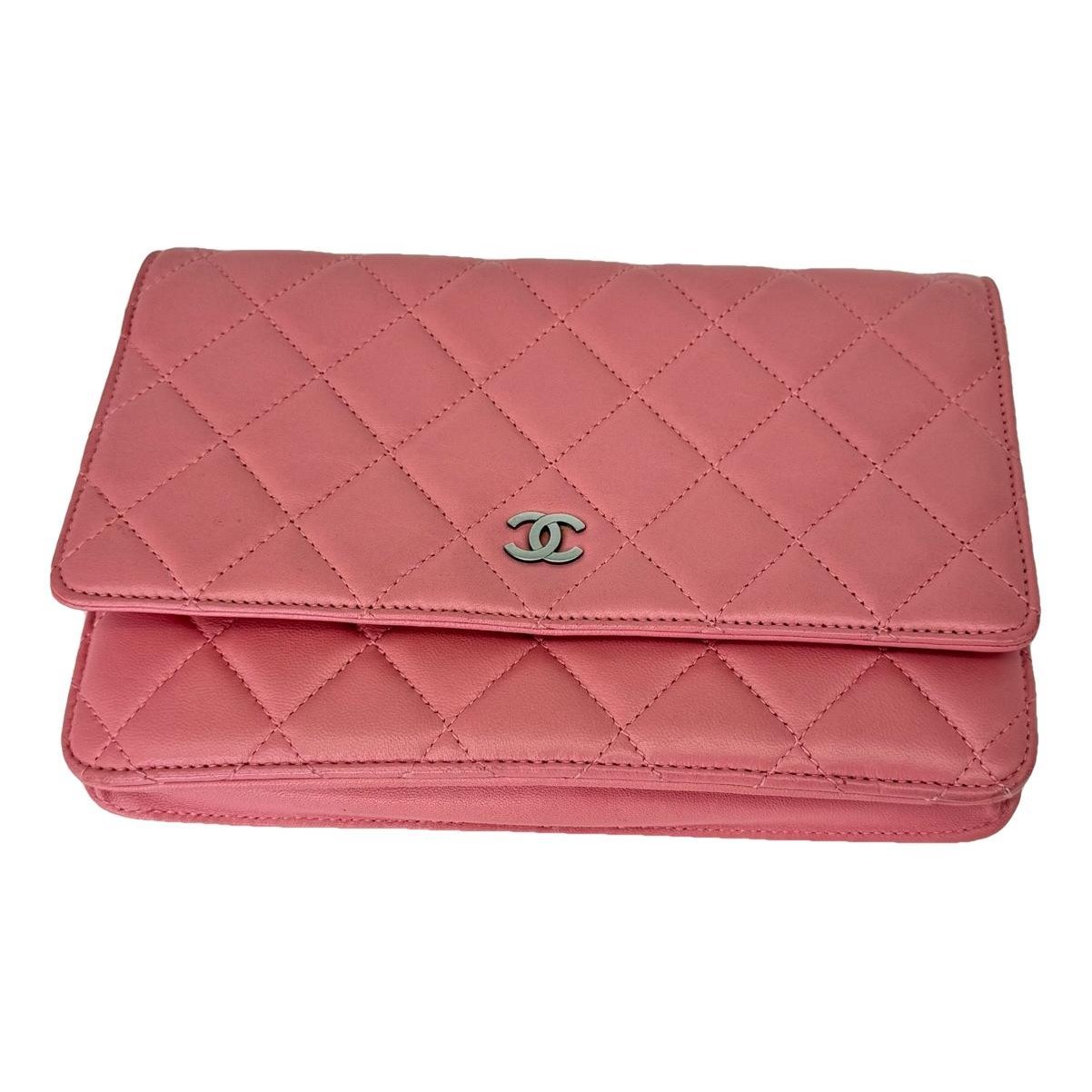 Trendy CC Wallet on Chain leather handbag