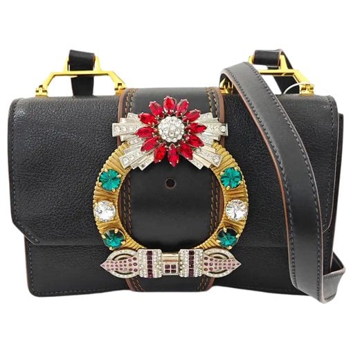 Miu Lady leather crossbody bag