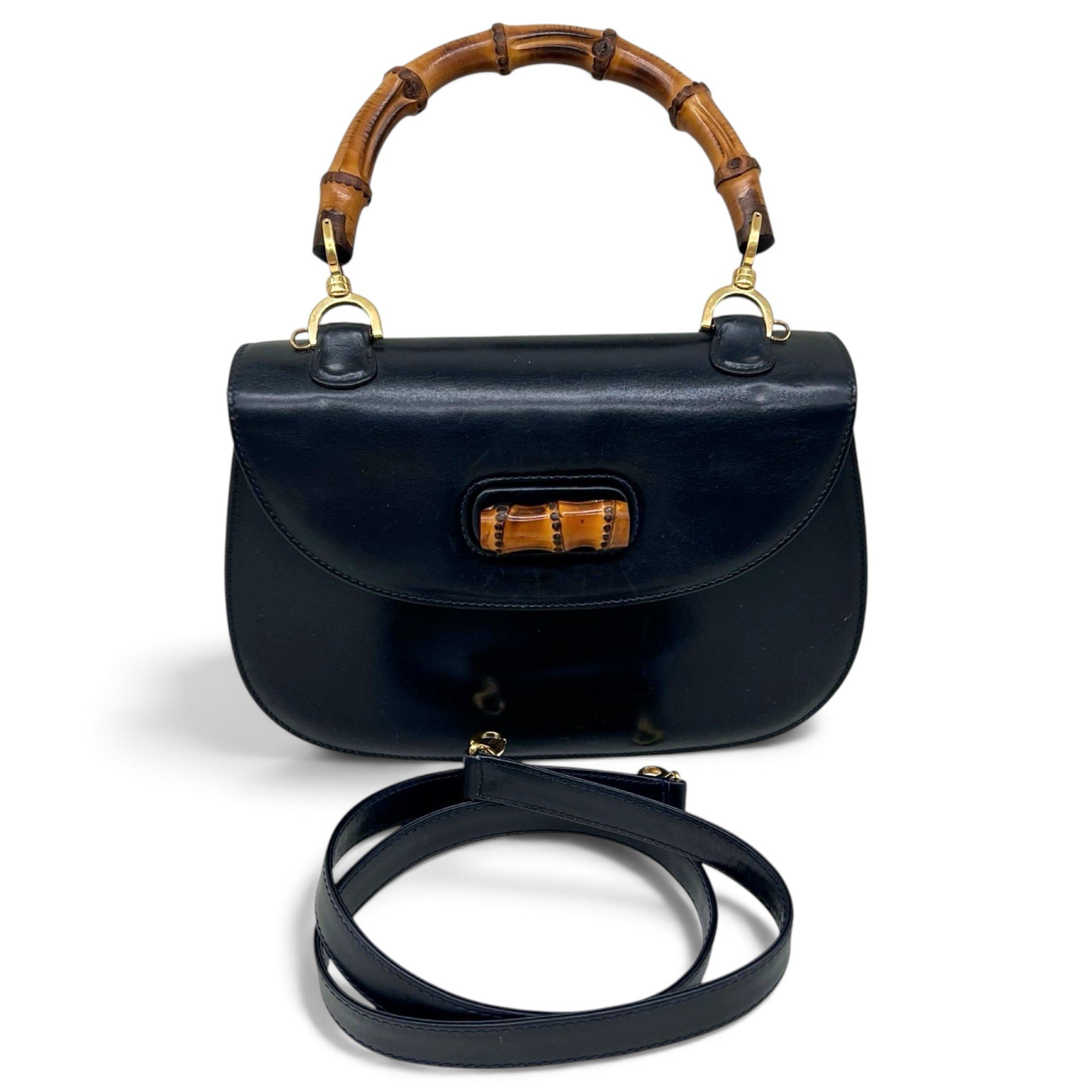 Convertible Bamboo Top Handle leather handbag
