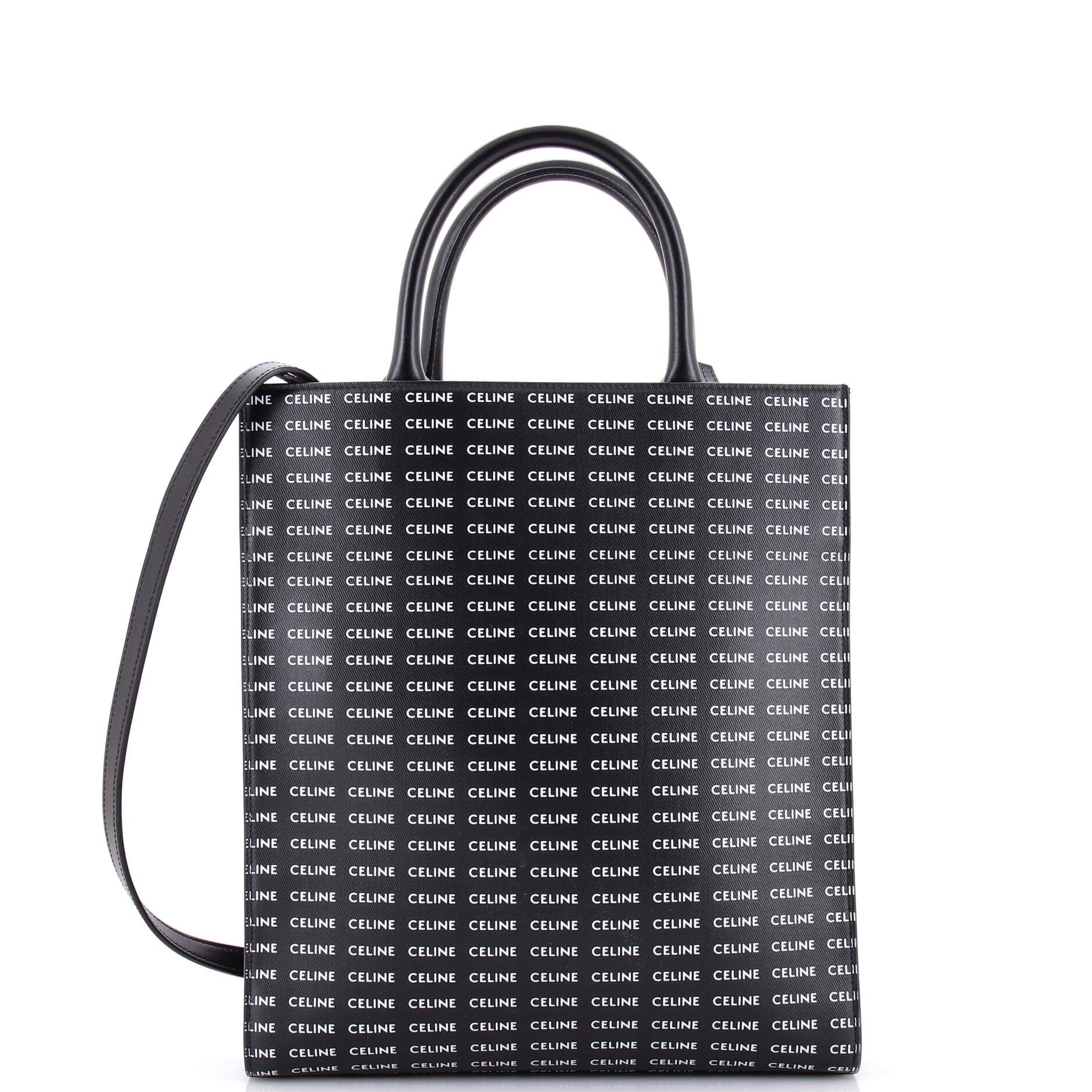 Vertical Cabas Tote All Over Logo Print Leather Small