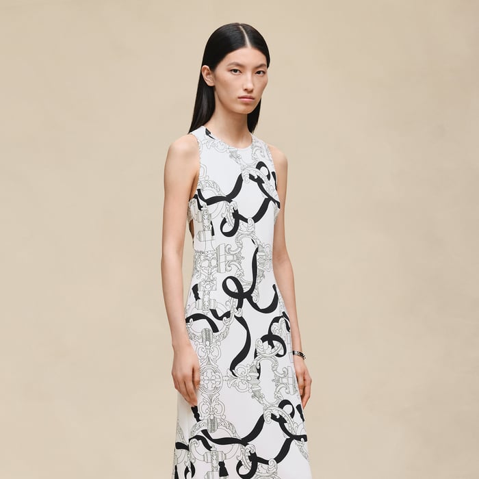 Blanc Nacre Robe Débardeur À Quille Imprimé « ferronnerie Remix »